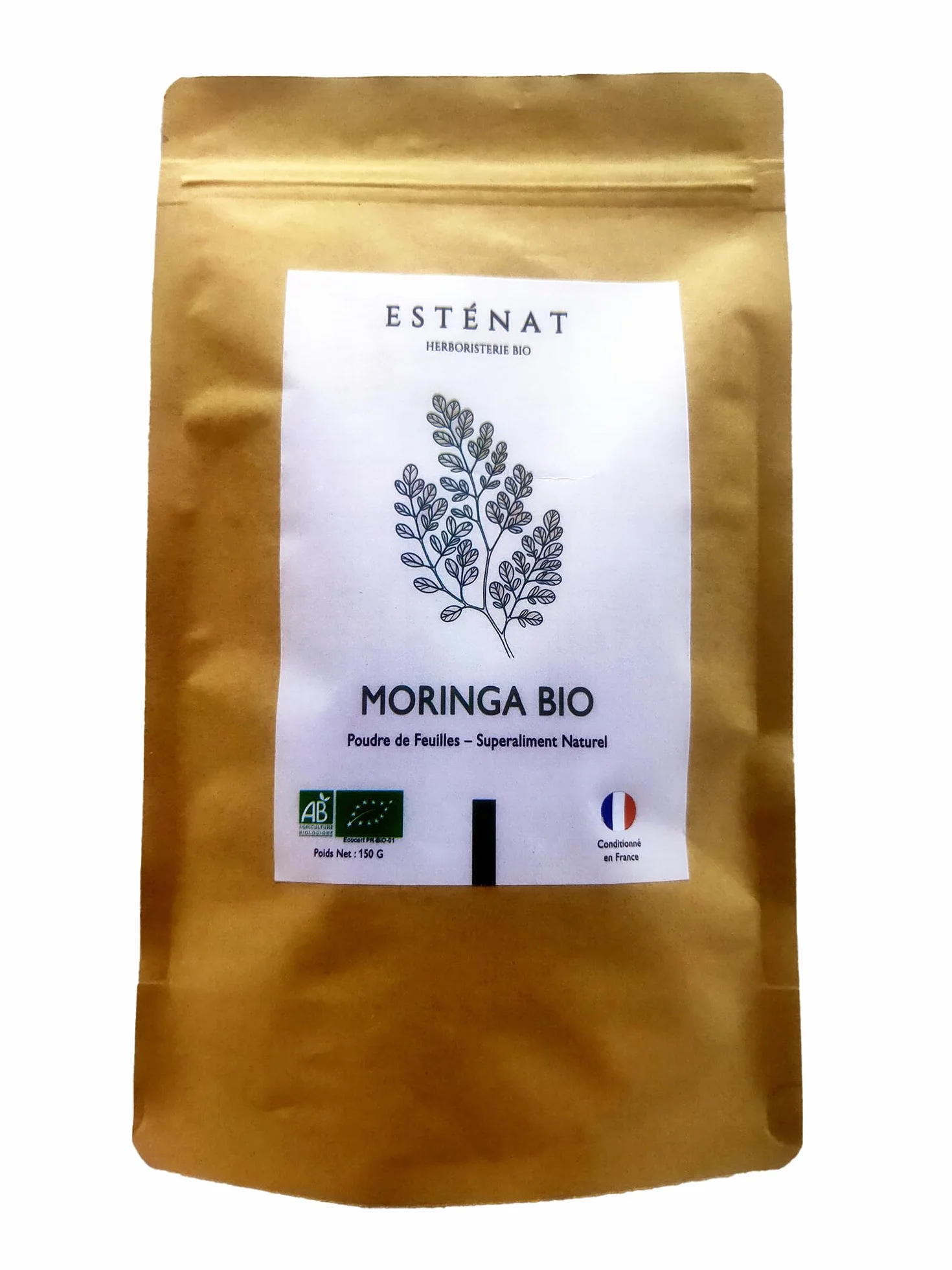 Polvo de Moringa BIO 150 g Superalimento verde puro rico en vitaminas A hierro zinc calcio