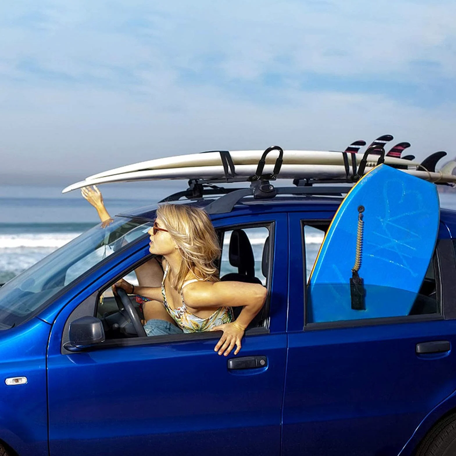 Soporte Plegable para Kayak en el Techo, 2 Unidades, Soporte Plegable para | tabla de surf de coche, soporte de snowboard para esquí, snowboard, cañas de pescar, monopatines, kayak