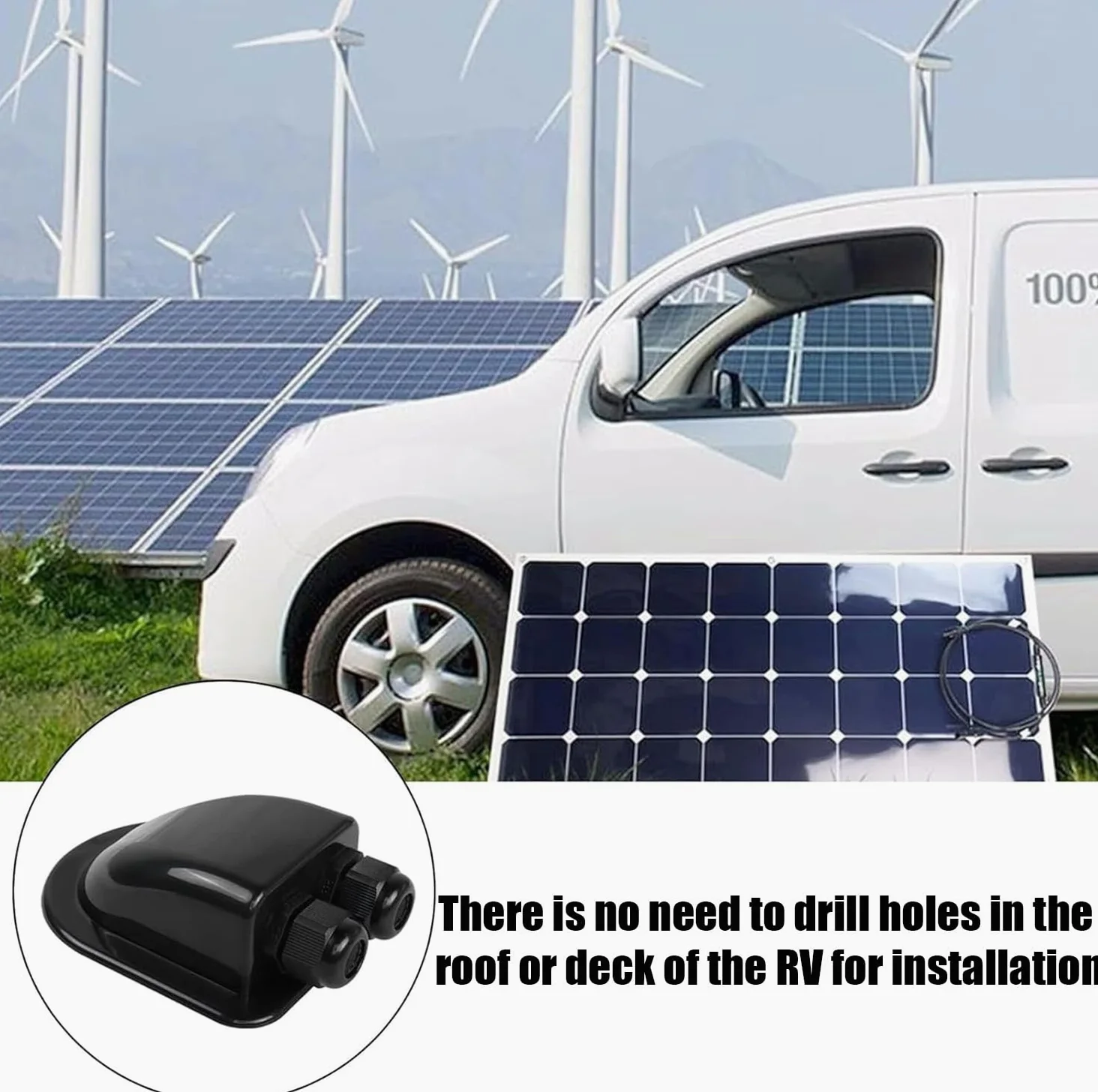 Negro 2 piezas de pasador de techo, pasador de cable, resistente al agua, para instalación solar, autocaravana, barco, aire acondicionado