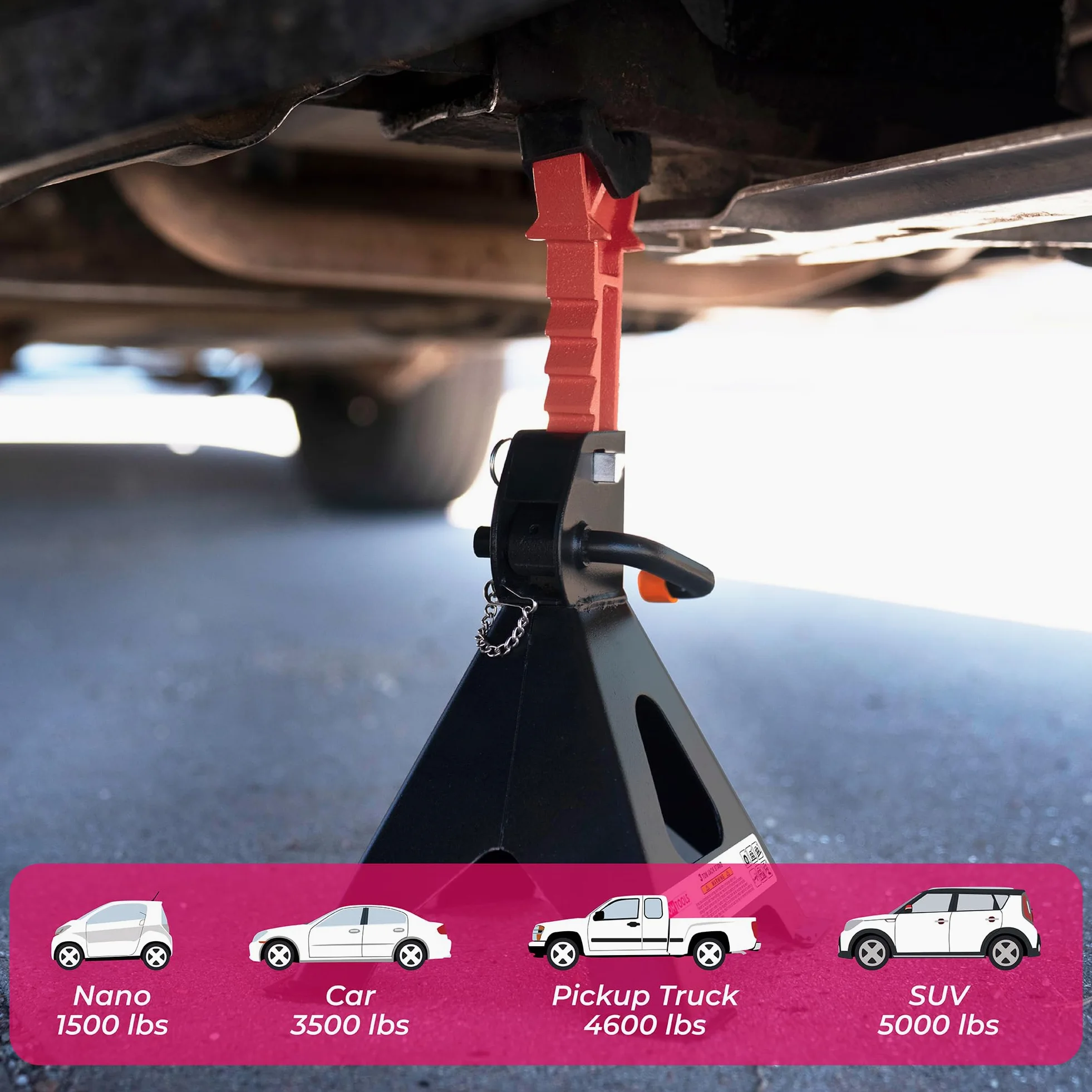 Jack Stands - Soporte para gato de coche de 3.0 toneladas (6 libras), altura ajustable para levantar SUV, camioneta, coche y UTV/ATV, 1 par