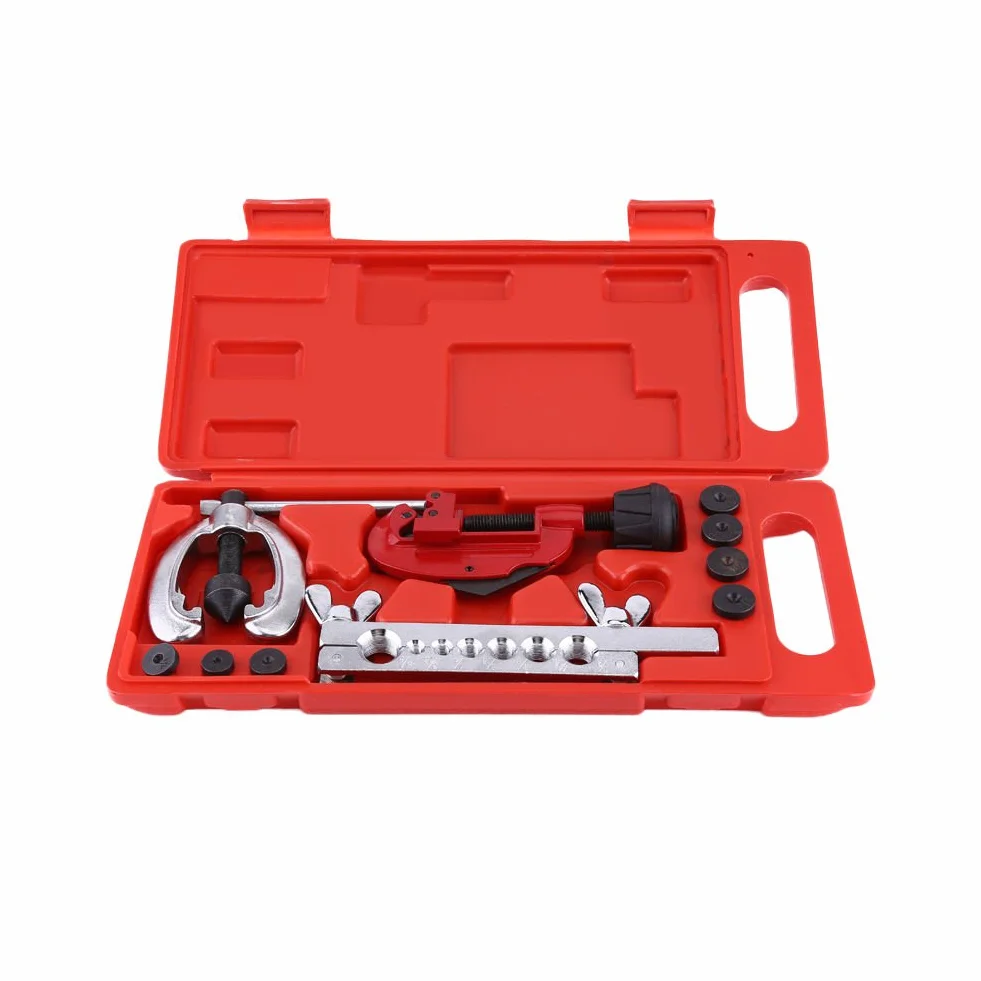Kit de herramientas para vaciar tubos de freno, cortatubos y tubo de freno, cortatubos y tubo Flaring & Swaging Tool Kit de reparación, tubo de frenos de avellanado, 10 unidades