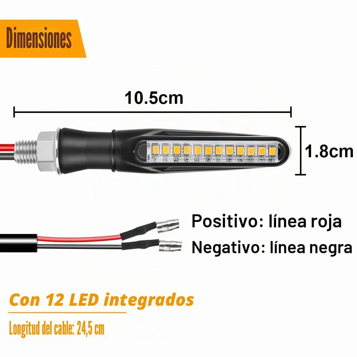 URAQT 4 indicadores de motocicleta, modo de flujo intermitente, luces indicadores de torneado de motocicleta, 12 V 12 LED universales impermeables para Scooter Quad Cruiser Off Road