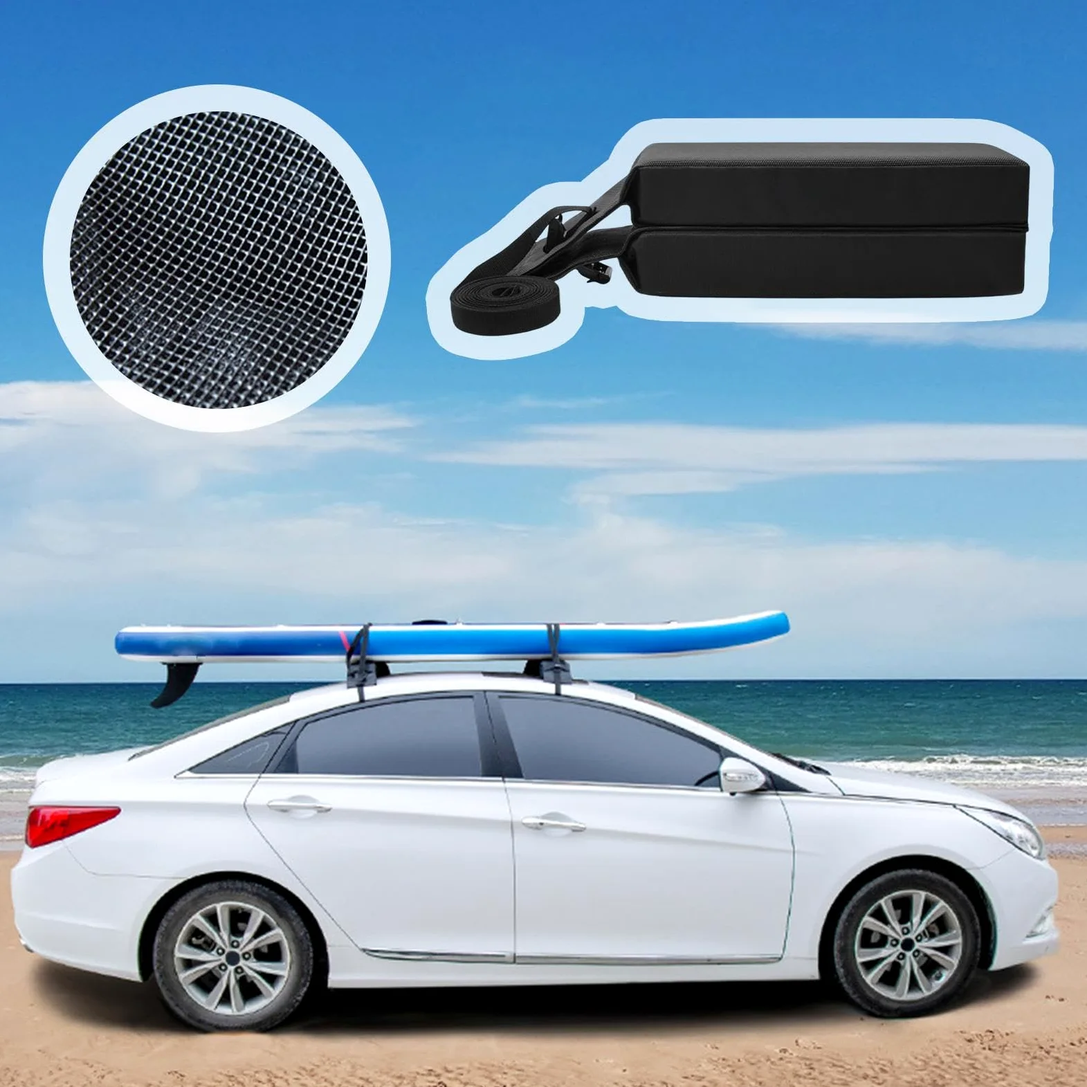 Portaequipajes para Kayak En Techo De Coche Soporte para Kayak Y Tablas De | Organizador Exterior Con Amortiguación Para Sedán, Monovolumen Y Vehículo
