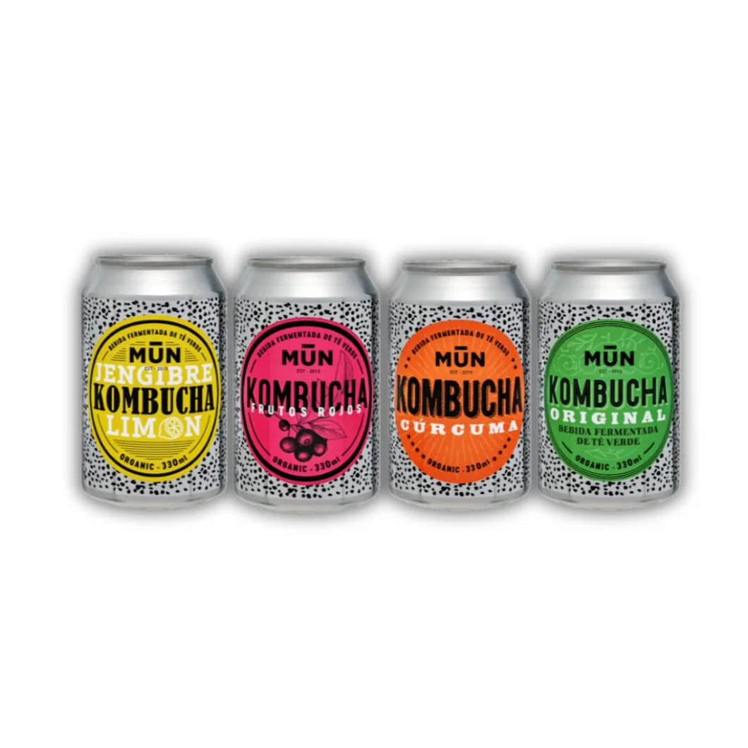 Mūn Ferments Kombucha Pack Mix 12x330ml - Bebida Ecológica Con Probióticos - Té Verde Sin Azúcar