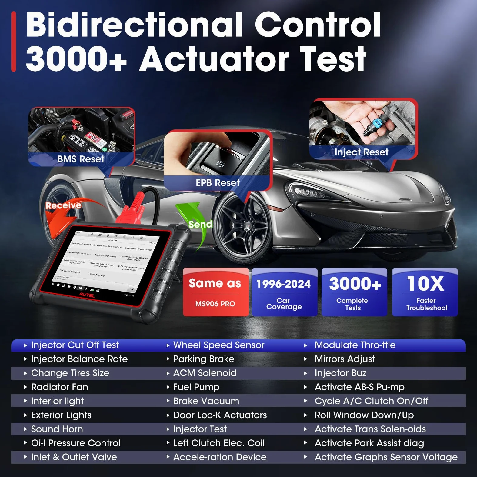 Autel MaxiPRO MP900 Diagnosis, Codificación ECU como MP900BT MS906 Pro | 3K+ Pruebas Activas, 40+ Servicios, CAN FD & DOIP, Impresión WiFi, 2026 Más Reciente MP900E MP900E Kit MK900 MX900 MK808S