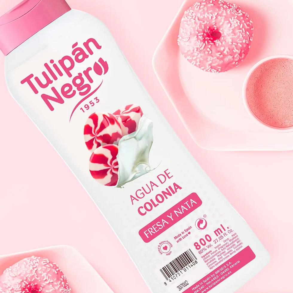 Tulipán Negro Agua de Colonia Fresa y Nata 800 ml Fragancia Dulce Cremosa Unisex