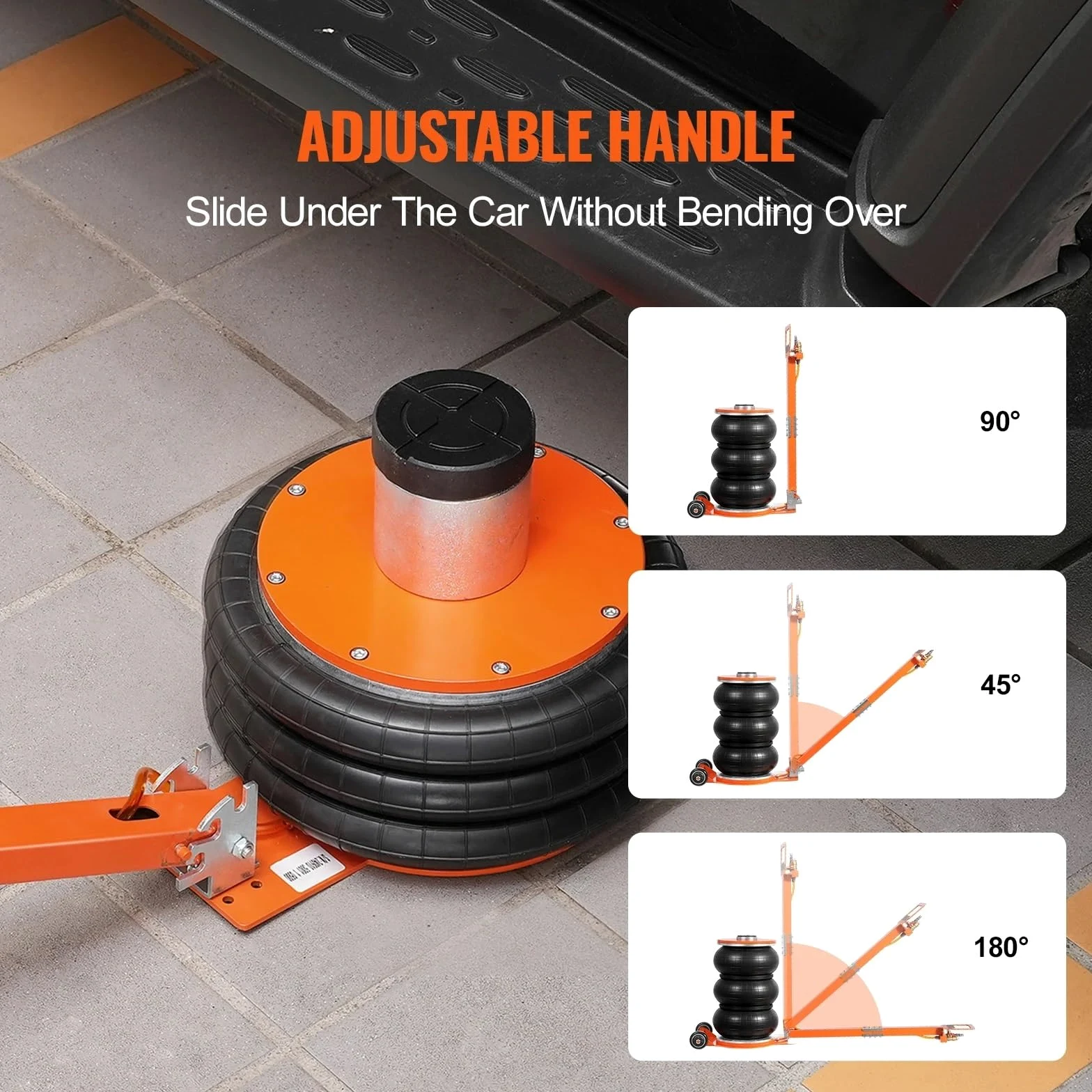 Air Jack 3/5 Mango Ajustable Almohadilla de Goma Gruesa | Gato de elevación neumático de tonelada con columna elevada(3T)