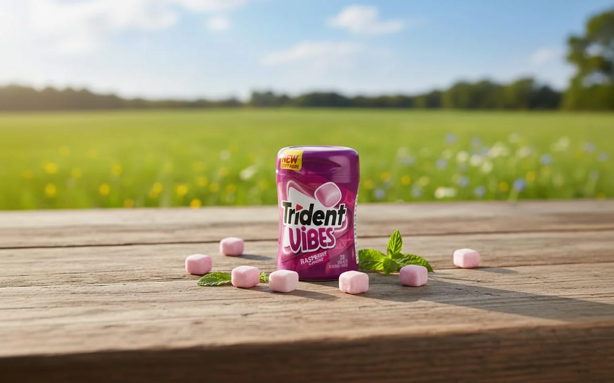 Chicles Vibes Sabor Hierbabuena Menta y Frutos Rojos Sin Azúcar Box 6 unidades