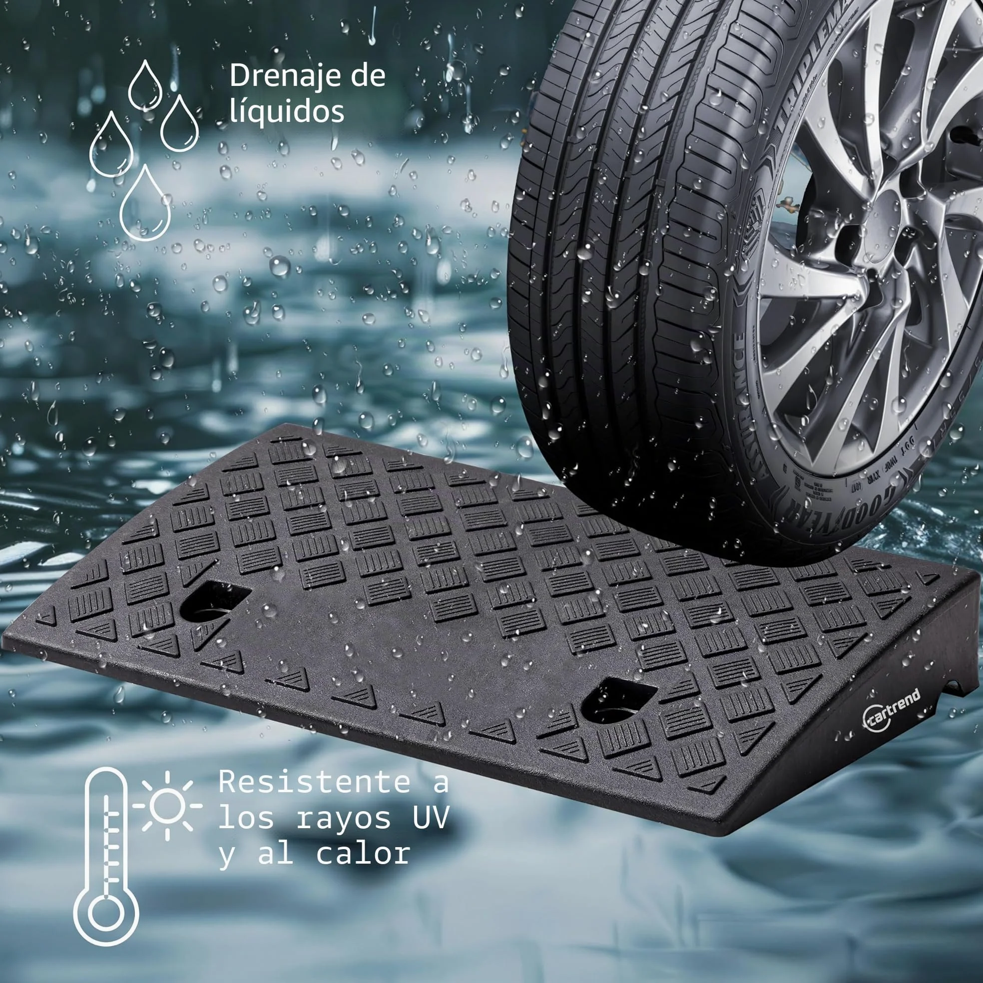 cartrend Juego de 2 rampas portátiles para Silla de Ruedas para Coche, Moto, Silla de Ruedas, Andador, Color Negro