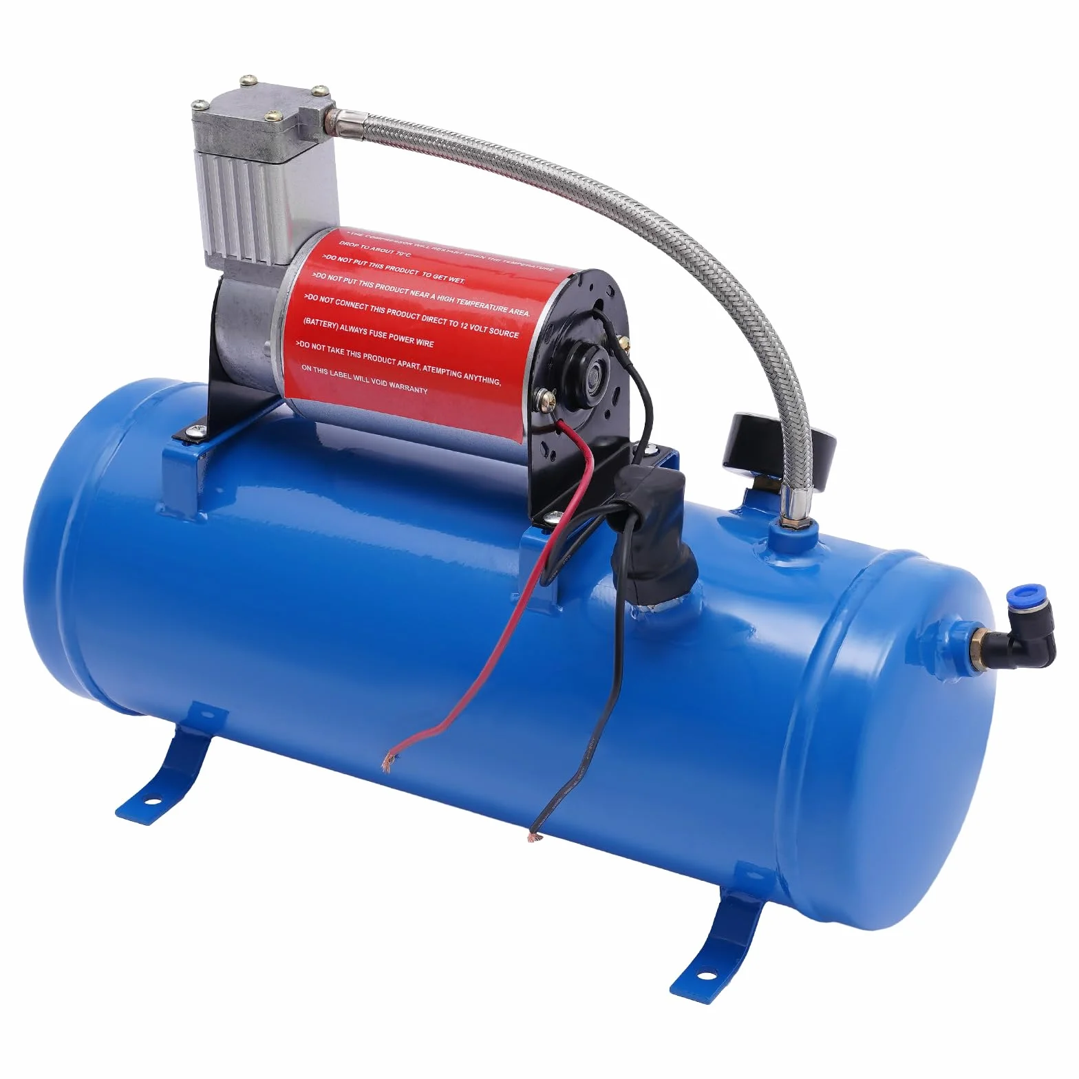 Compresor de aire de 12 V Zughorn 150 PSI con depósito de aire comprimido de 6 L, compresor portátil para coche de 12 V con manguera de 3,8 m para inflado de neumáticos, compresor de aire comprimido