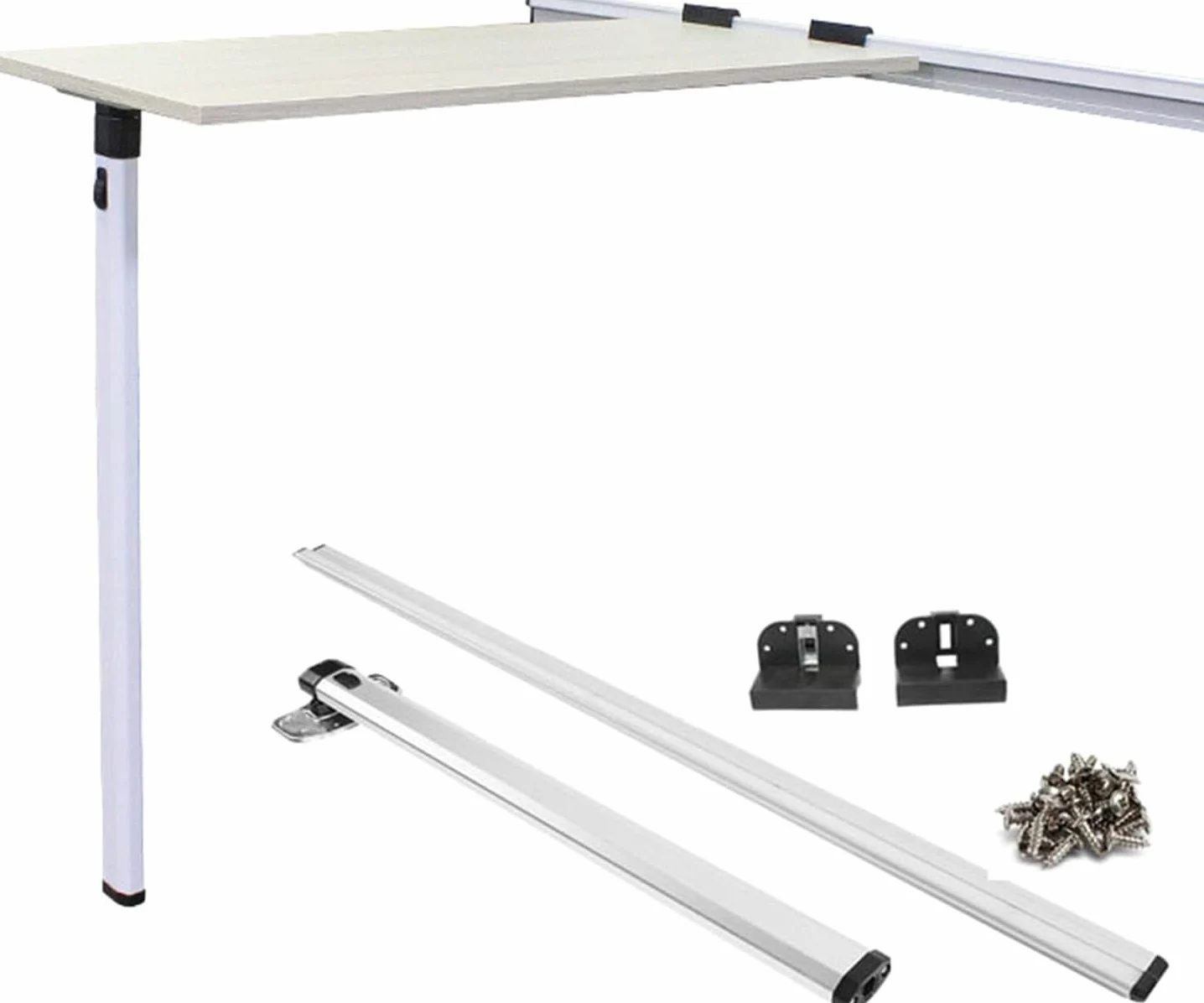 Pata Mesa Camper Plegable de Aluminio con Barra Colgante de 100cm y Clip para Autocaravana, Accesorio Desmontable y Fácil de Guardar para Mesa de Camping, Ideal para Remolque y Accesorios de Vehículo