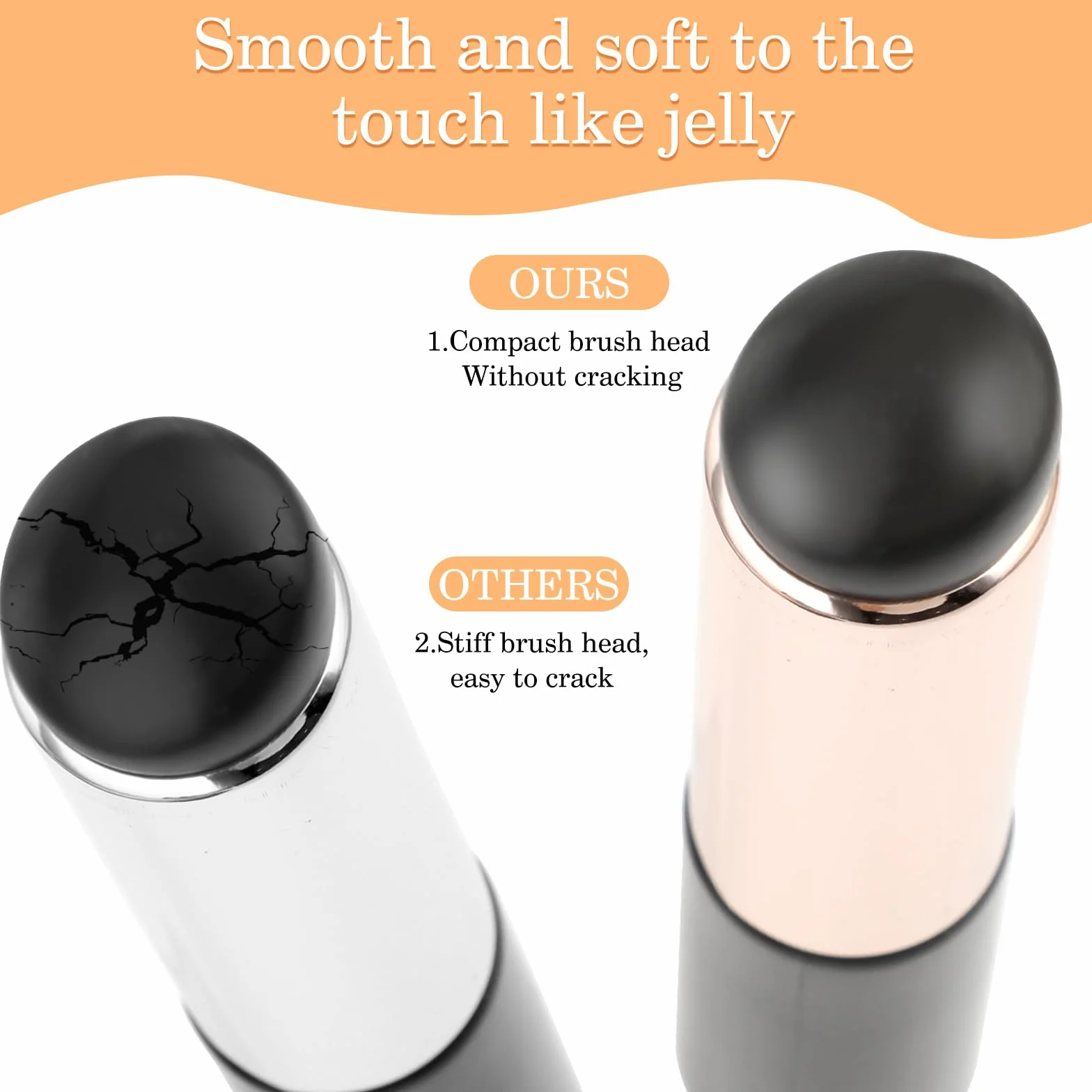 Amabro 2 brochas de maquillaje de silicona reutilizables cabeza redonda alta elasticidad labios brillo aceite máscara