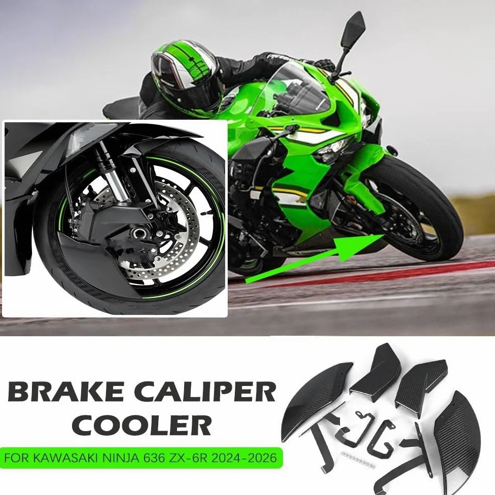 Conducto de Aire Conducto Aire Freno Delantero para Ninja 636 ZX-6R 2024 2025 2026 | Accesorio kit refrigerador de la pinza de freno de los conductos de aire de refrigeración disco delantero(B)