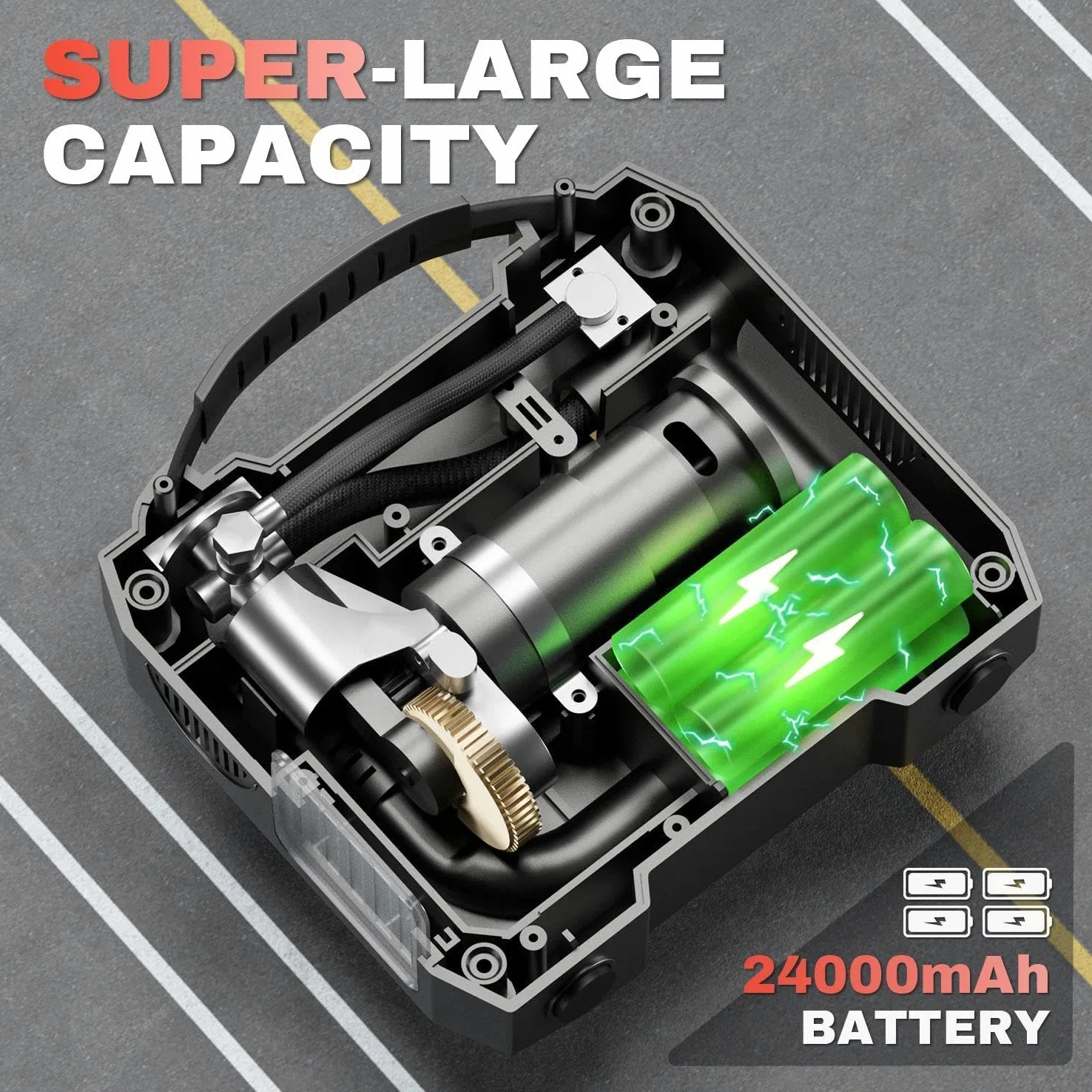Inflador de neumáticos de coche, 300 PSI compresor de aire portátil, con pantalla digital y luz LED, adaptadores de boquilla, cable USB, para neumáticos de coche, bicicletas, botes de ramas