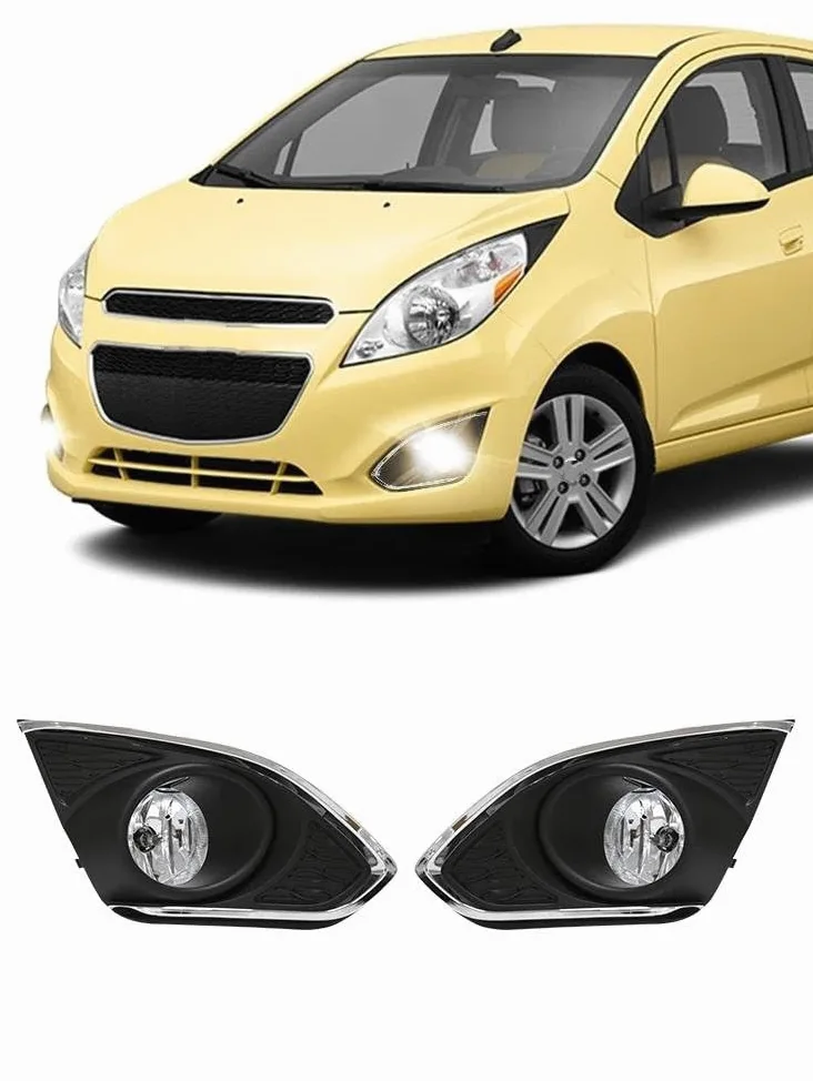Genérico Luces circulación Diurna LED Conjunto de luces diurnas LED (DRL) y faros antiniebla para Chevy para Spark 2013-2015 con arnés cables e interruptor Conjunto luces antiniebla LED