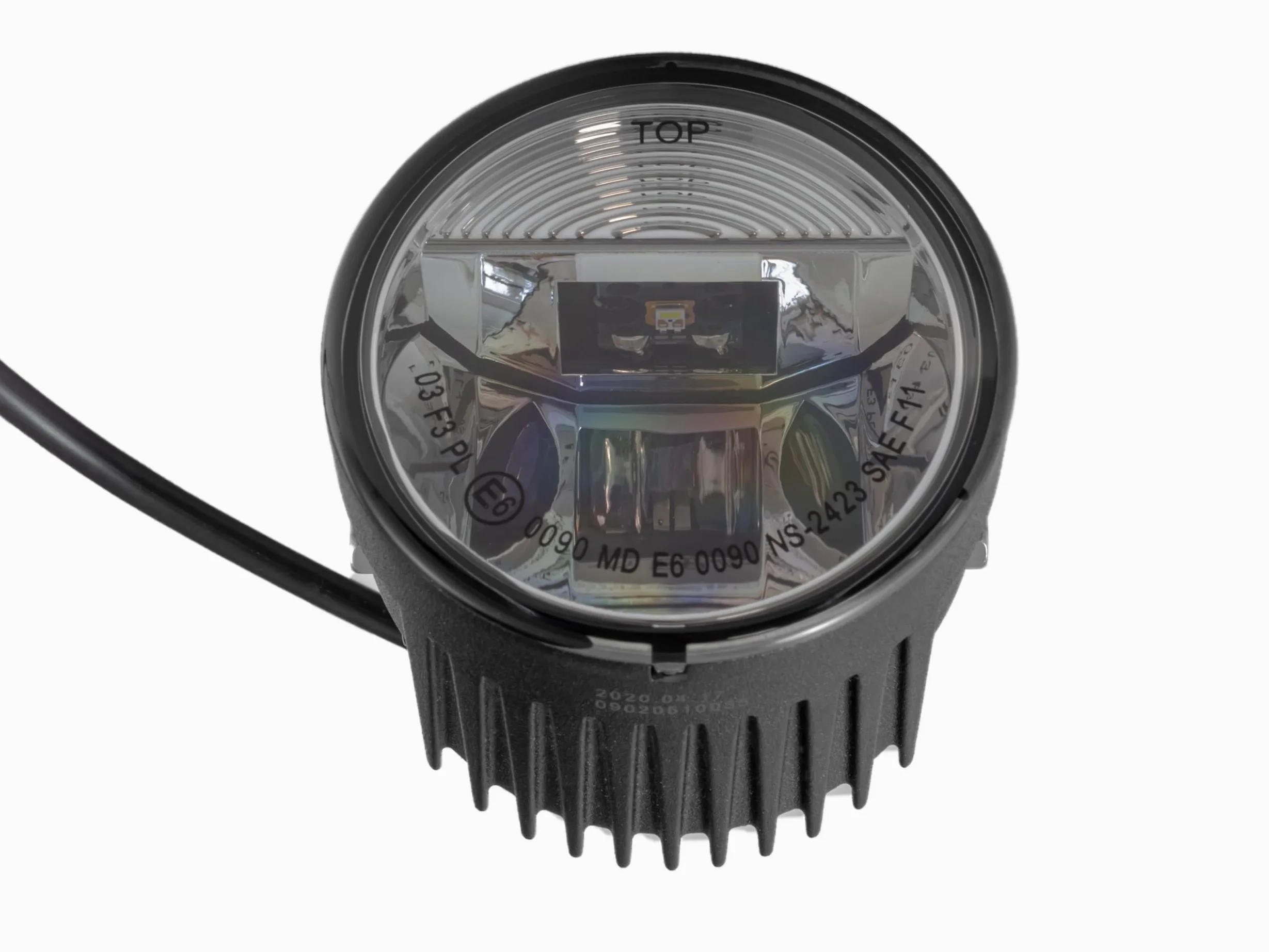 Faro antiniebla Highsider, con una LED High Power, redondo, negro, certificado de seguridad E, 12 V