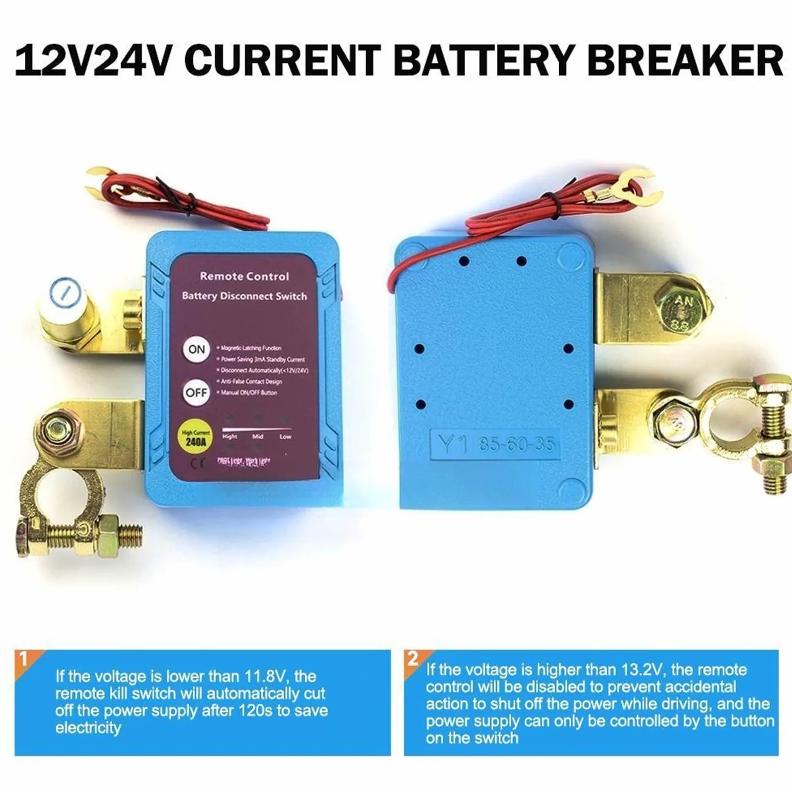 Interruptor de apagado remoto de desconexión de batería de 12/24 V 240 A(No Digital display)