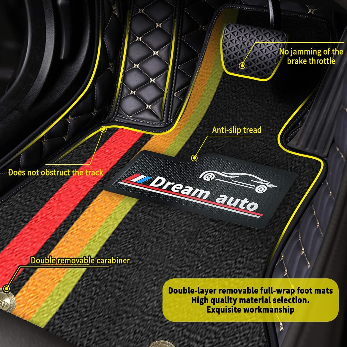 Cobear Alfombrillas de Coche Personalizadas para el 98% de los Modelos, alfombras de Cuero sintético de Doble Capa, Protectores Antideslizantes y Resistentes a Todo Tipo de climas Negro