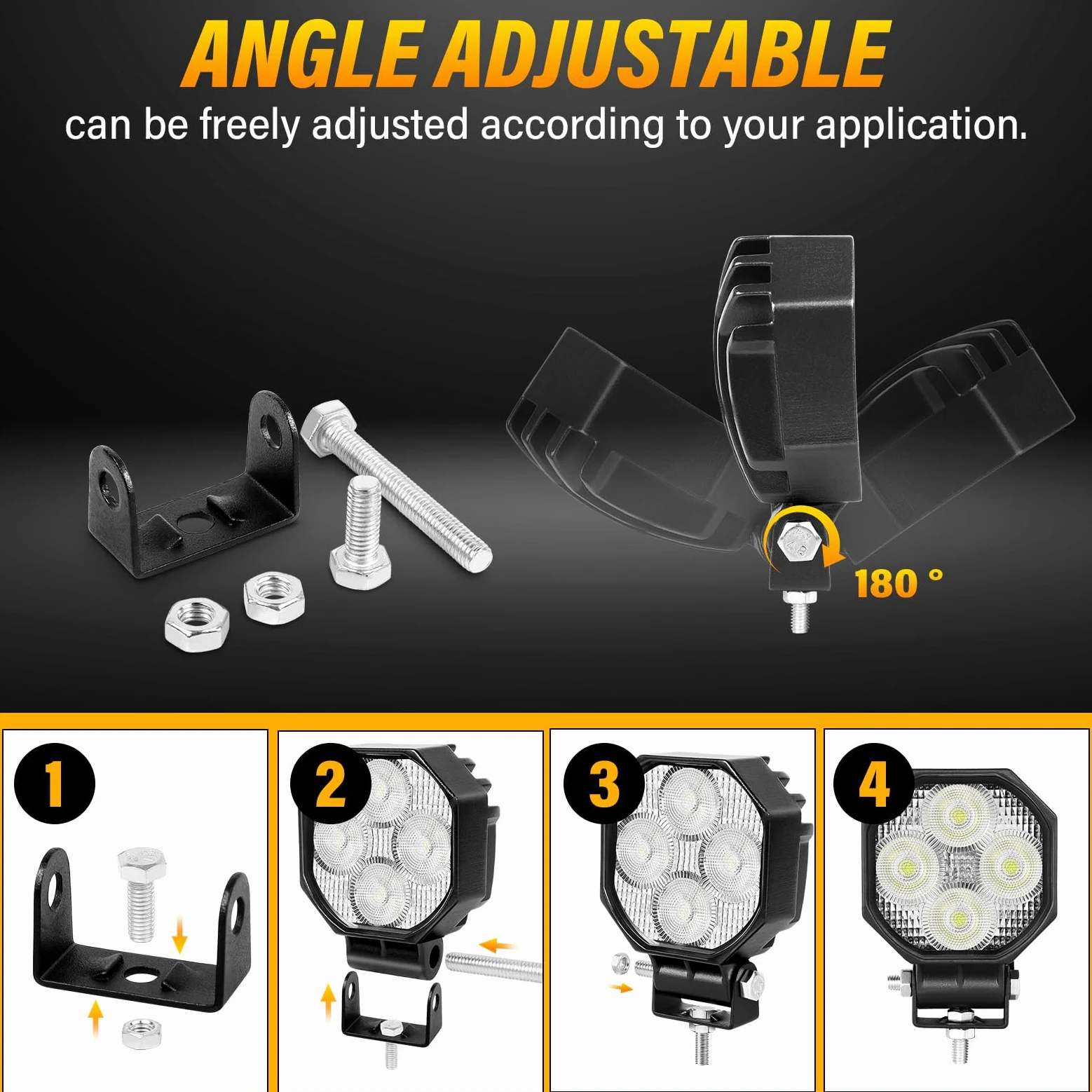 AUXTINGS 10 Piezas 7 cm Lámpara de Trabajo LED inundación,16W 1600 lúmenes | 6000K blanco Barra de luz LED vehículos todoterreno, camiones SUV 4x4 tractores y faros antiniebla,impermeable