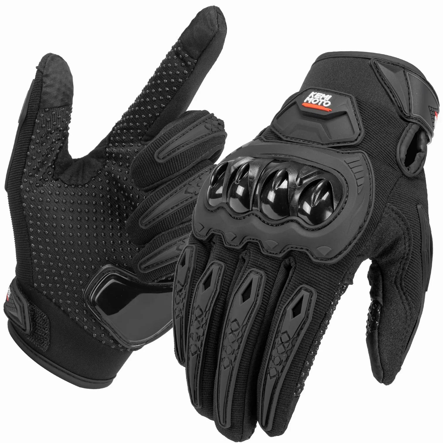 KEMIMOTO Guantes Moto Hombre, Guantes Moto Verano Protector Nudillos, Transpirables Exterior Pantalla Táctil para Hombre y Mujer, para Motos, Bicicletas, Scooters, Caza