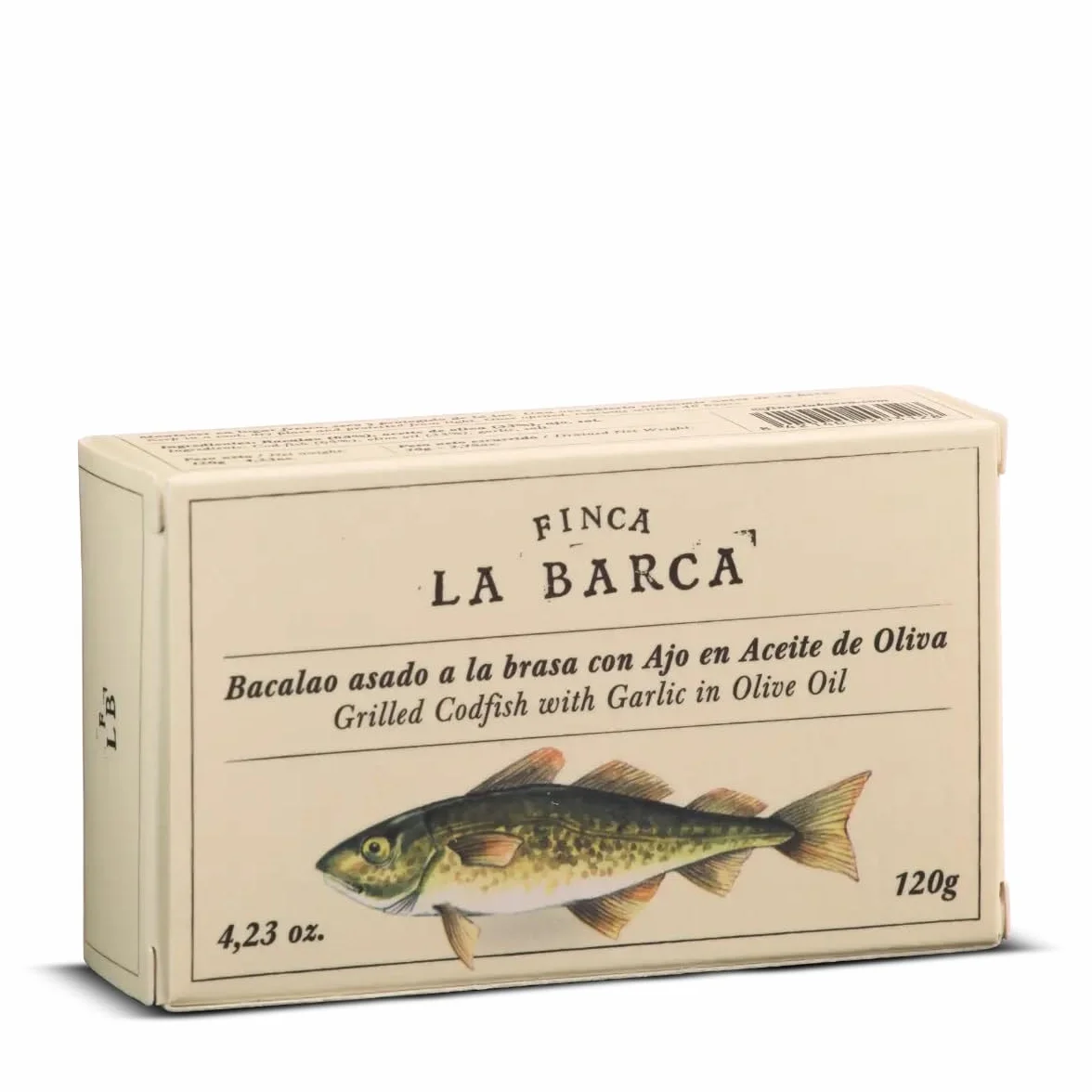 Bacalao Asado a la Brasa con Ajo en Aceite de Oliva 120g Conserva Gourmet Sabor Ahumado