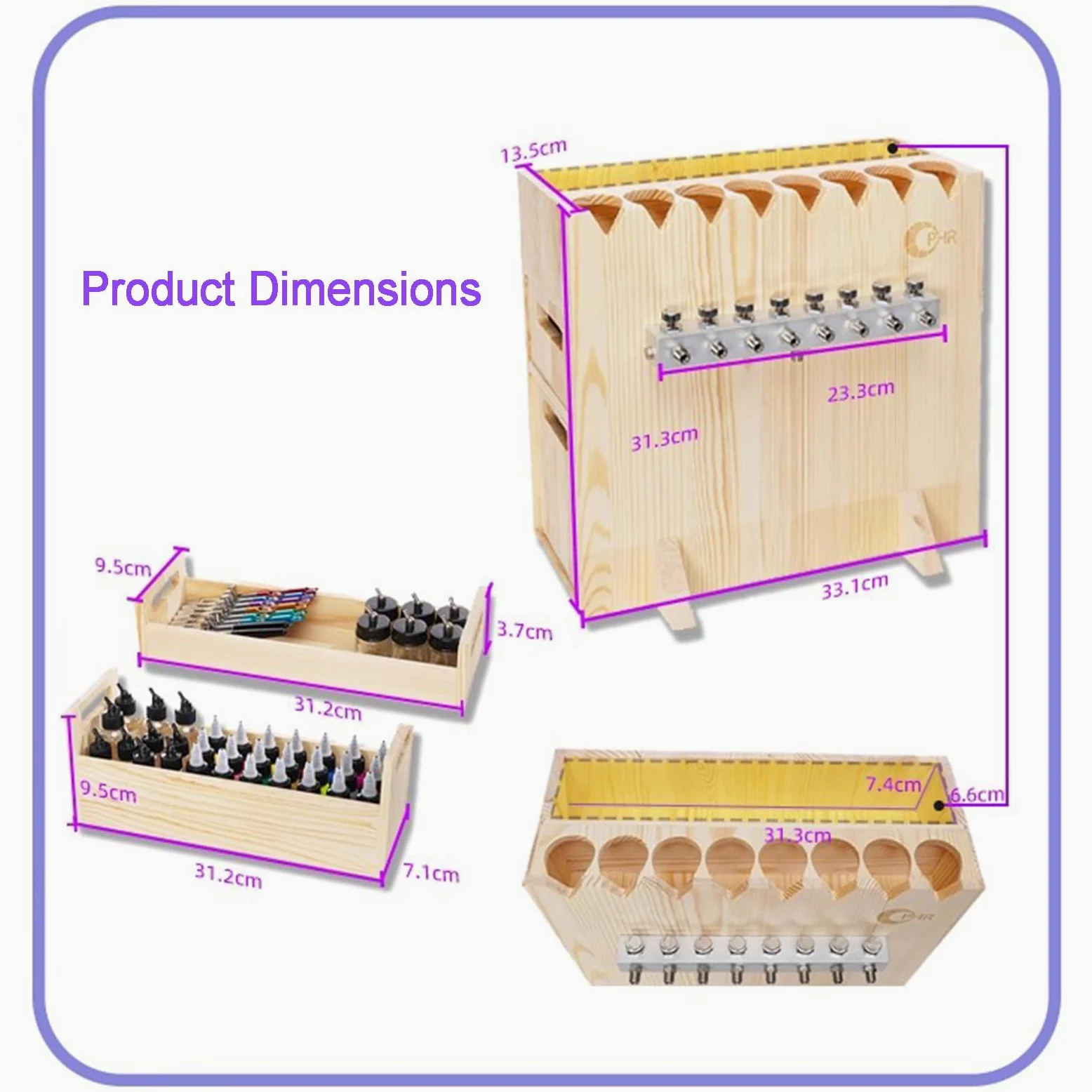 Soporte De Mesa De Madera para Aerógrafo, Divisor De Manguera De 8 Vías, con 2 Cajones, Capacidad para hasta 8 Aerógrafos De Alimentación Lateral/por Gravedad Y De Gatillo