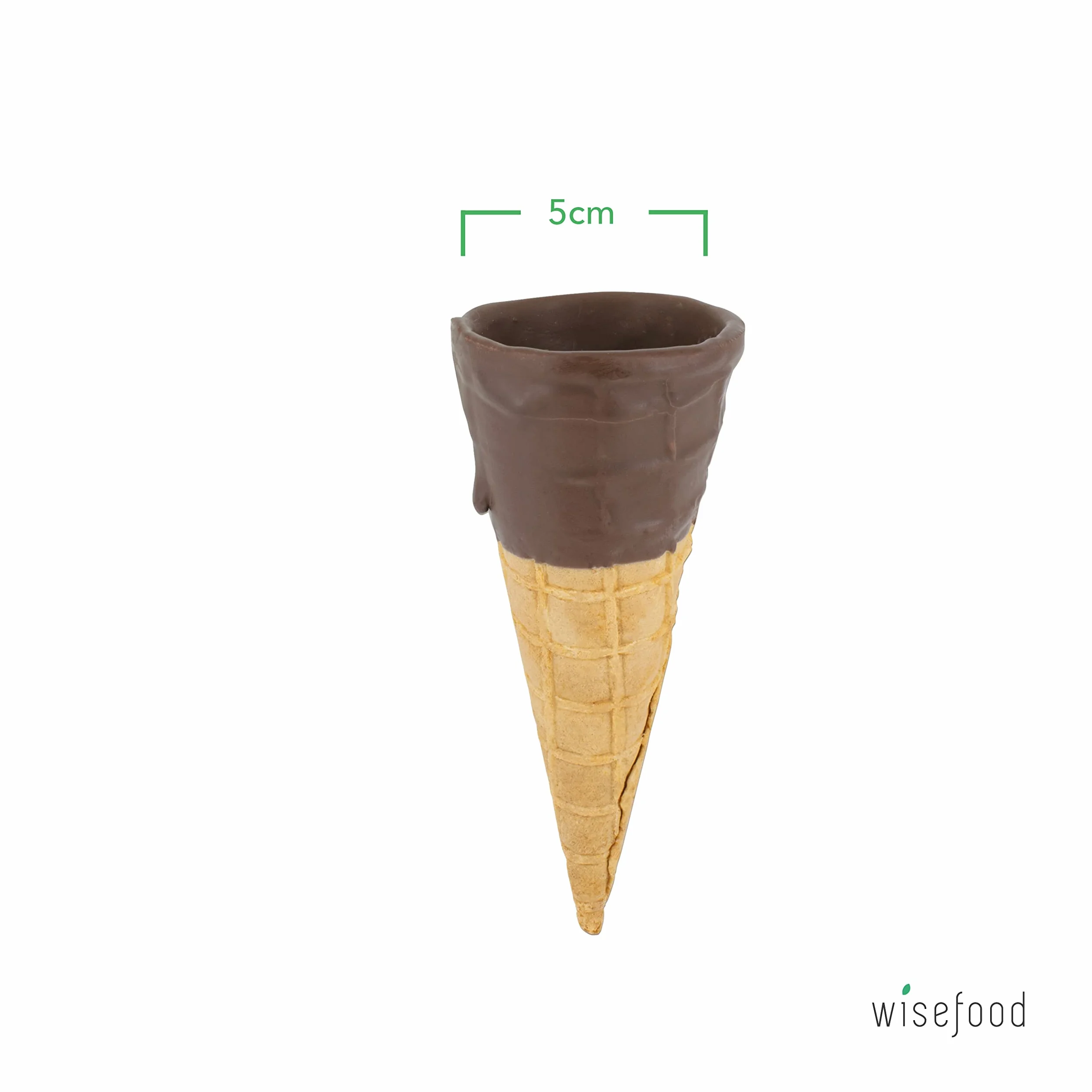 Wisefood Offa de hielo, 12 conos de helado con glaseado de cacao Ø 50 mm, oblea comestible crujiente
