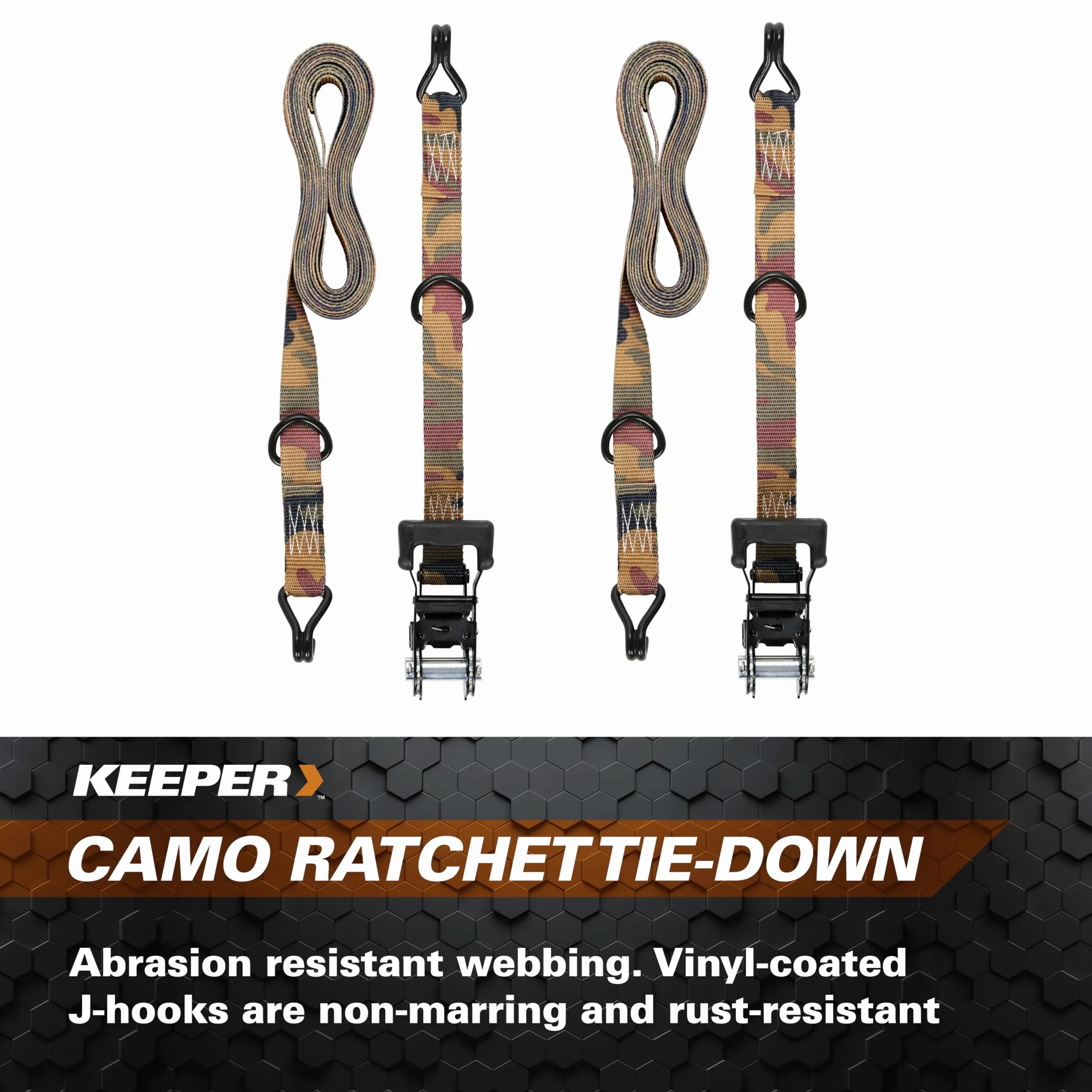 KEEPER 03548 Pro Grado Camuflaje 16 "x 1 – 1/4" con trinquete, 2 Unidades