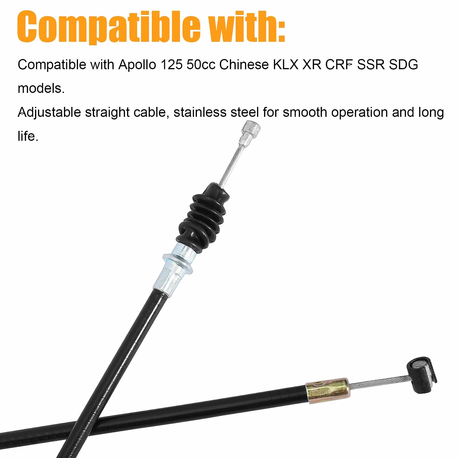 Cable de embrague ajustable negro de 50 pulgadas para 50 cc90 cc 110 cc 125 cc 140 cc 150 cc 200 cc 250 cc motocicleta ATV quad scooter Go Kart ciclomotor Pit Dirt Bike triciclo Buggy Apollo