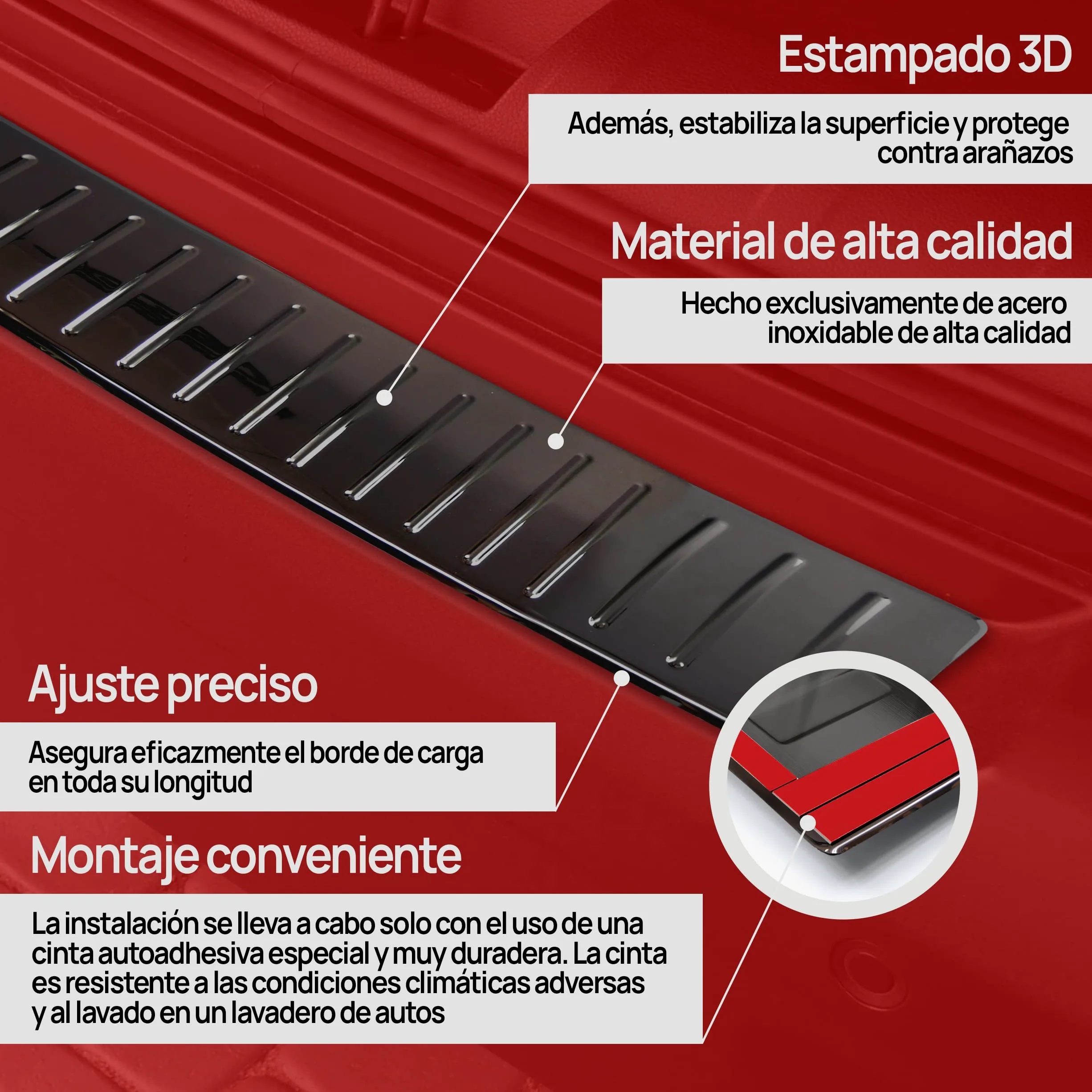 CHROMEMASTER | Protector de Parachoques Trasero Compatible con Ford Tourneo Custom 2023+; Acero Inoxidable, Pulido, Cromo Negro; Tira Protectora Protege la Pintura del Parachoques Trasero de Daños