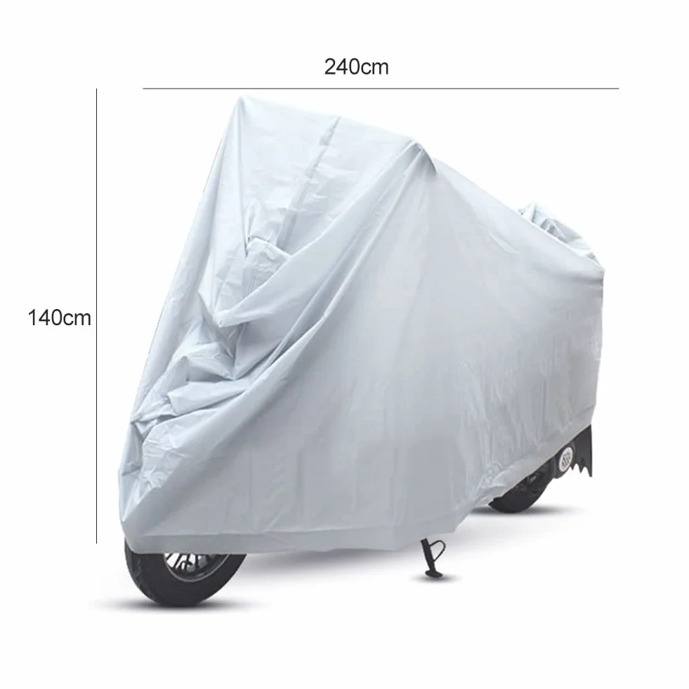 Funda para Moto, Funda Moto Impermeable, Motocicleta Protector UV para Exteriores, Cubierta para Scooter de Motor, Cubierta de Motocicleta Protector UV para Exteriores 240×140cm, Plata
