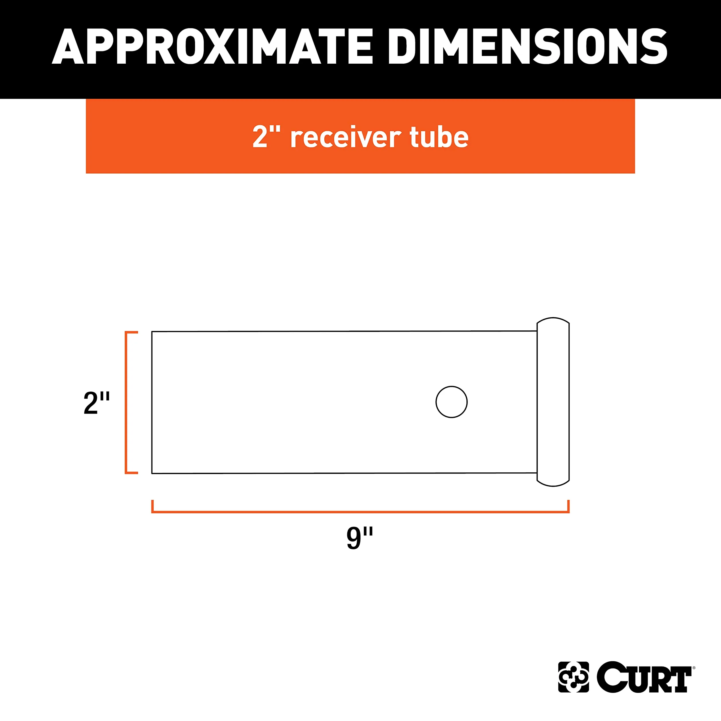 Curt, 49090, Tubo Receptor de Enganche de Remolque de Acero Crudo Soldado de 5 x 23 cm