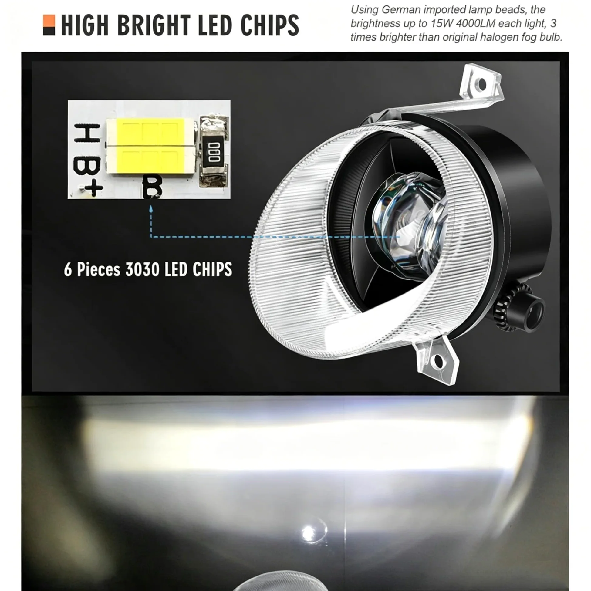 Faro Delantero Lámpara Antiniebla Lente LED Coche 30W 8000LM Montaje Luz Antiniebla Canbus Para Benz Para Sprinter W907 W910 2019 2020 2021 2022 2023 Faros Antiniebla