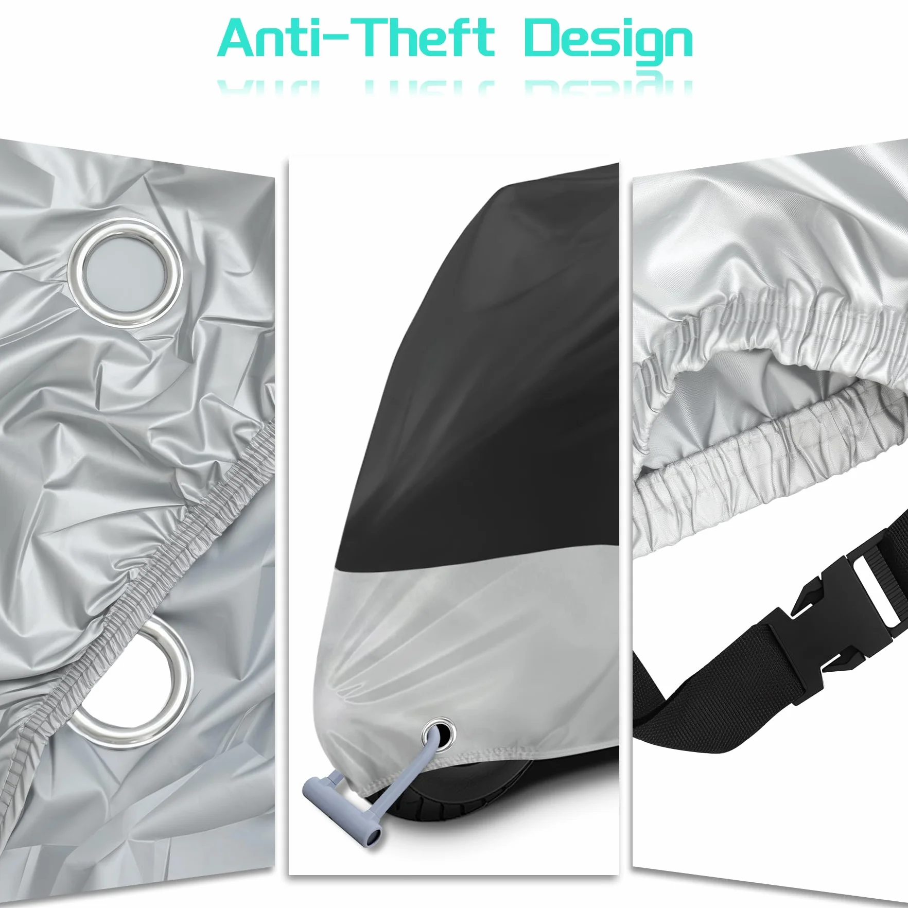 Funda para Moto Impermeable, Cubierta de Moto XXL Exterior Interior para Cubre Scooter Motocicleta, Protectora al Aire Libre a Prueba de Polvo Sol Lluvia Viento Nieve - 245x105x125 cm