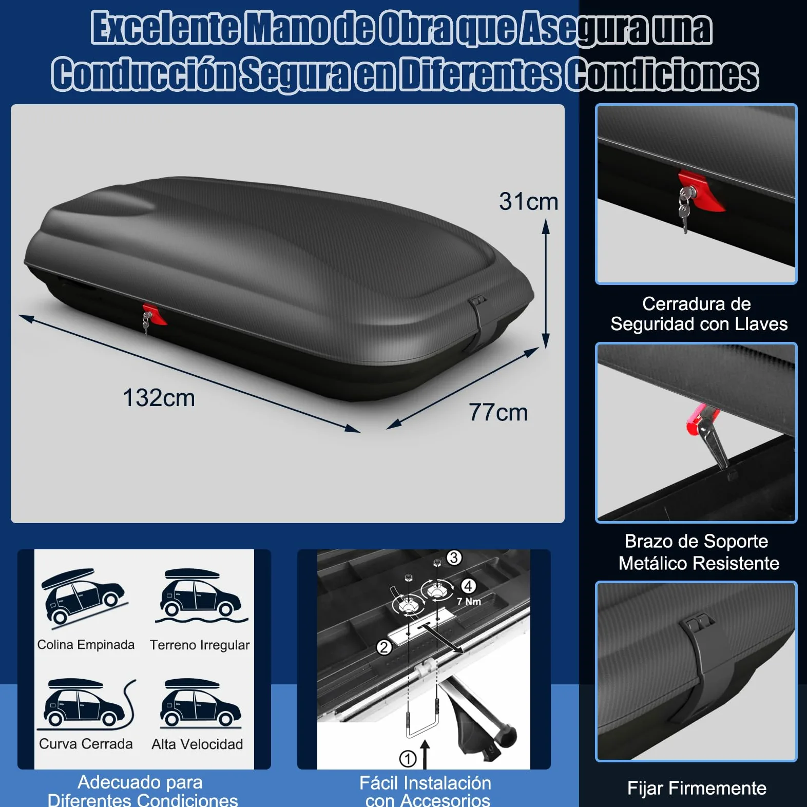 COSTWAY Cofre de Techo 250L, Cofre Techo Coche para Vehículo Impermeable con Llaves, Porta Equipaje de Automóvil, Caja de Equipaje de Techo para Coche, Vagone y SUV, Plata + Negro