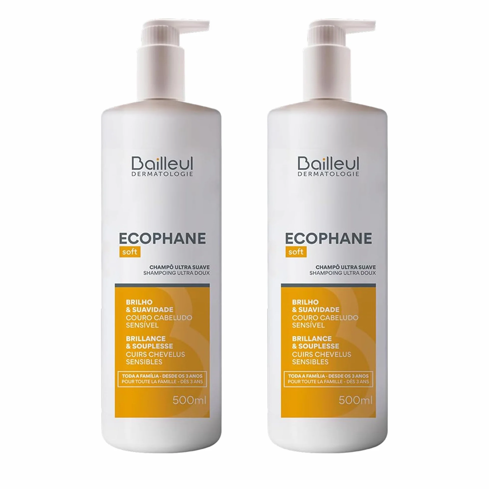 Bailleul Ecophane Soft Champú Ultra Suave Pack de 2 x 500 ml Cabello apagado y frágil