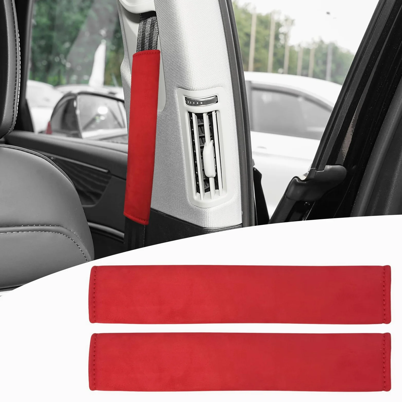 Paquete de 2 almohadillas universales para cinturón de seguridad de coche, funda suave para cinturón de seguridad para hombro, almohadilla para cuello, protector de correa de seguridad para