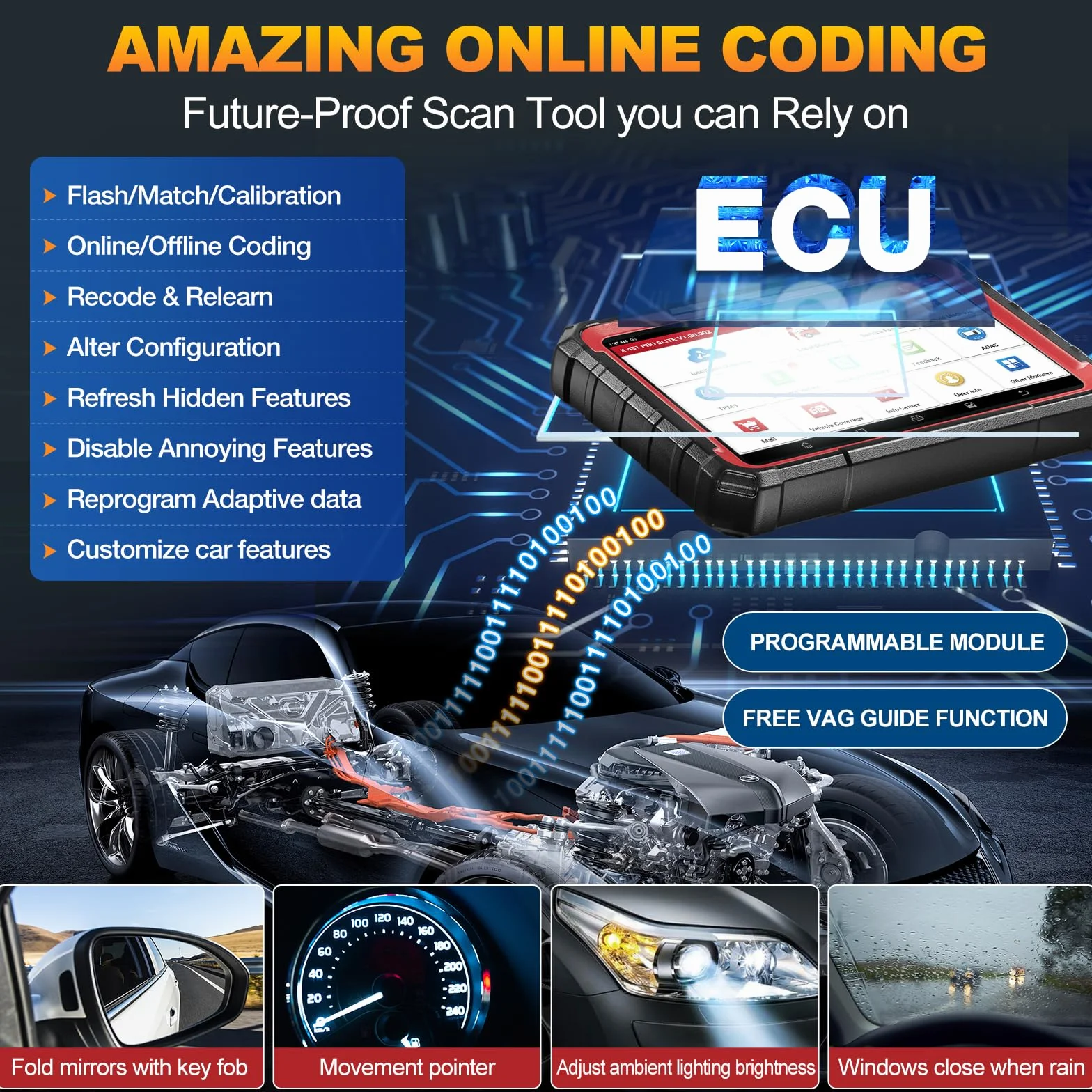 LAUNCH X431 Pro Elite obd2 Diagnosis Coche multimarca, Bidireccional Maquina Diagnosis Coche, Codificación ECU Online,Sistema Completo Diagnosis 45+ Reajuste,CANFD DOIP,FCA, 2 Años de Actualización