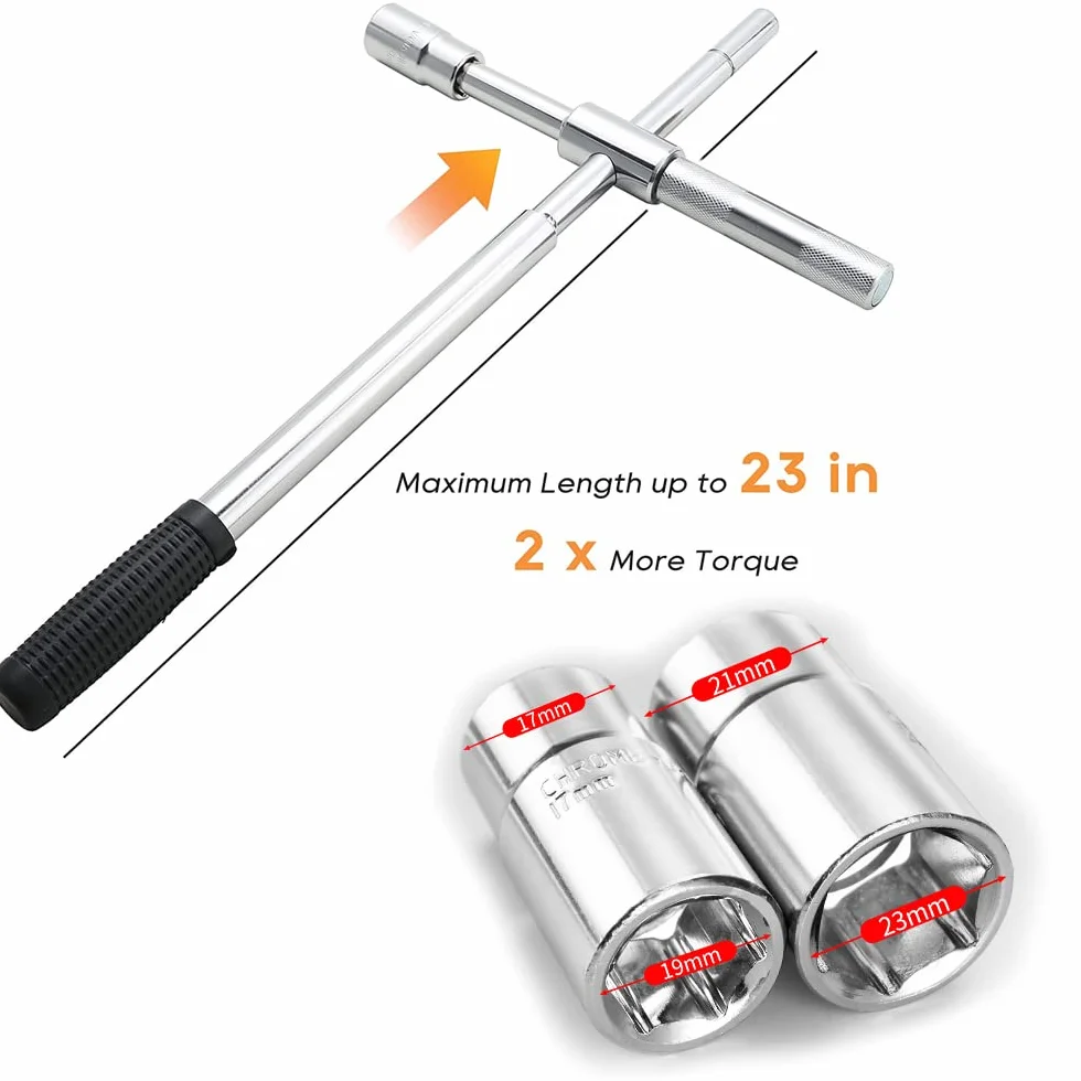 Llave Desmontaje Neumáticos 4 Vías Antideslizante Retráctil Herramienta Emergencia