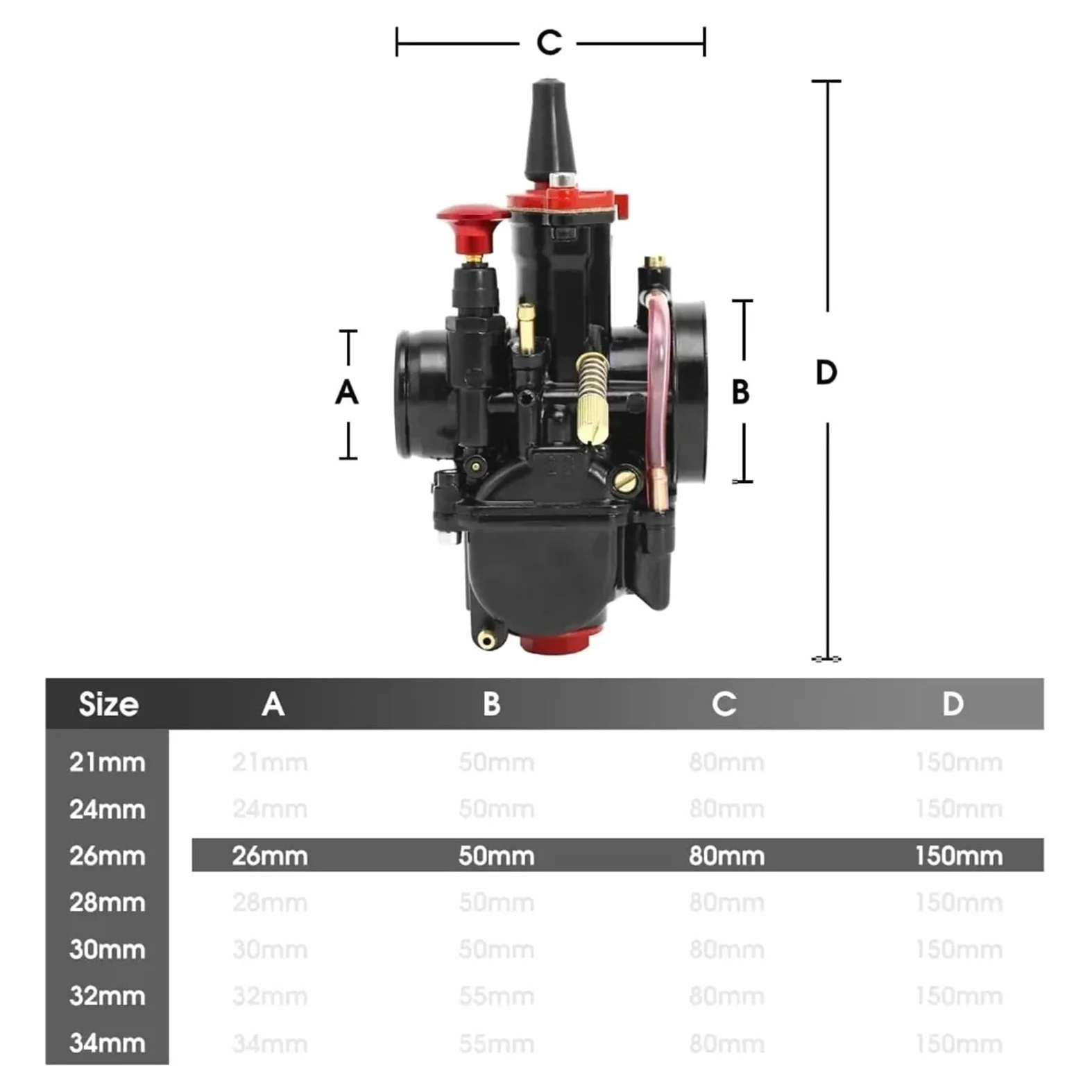 carburador de desbrozadora de gasolina Carburador para carburador para PWK con filtro de aire para adaptador colector admisión Tazón flotante visible Tubo codo guía(30mm Black Kit 2)