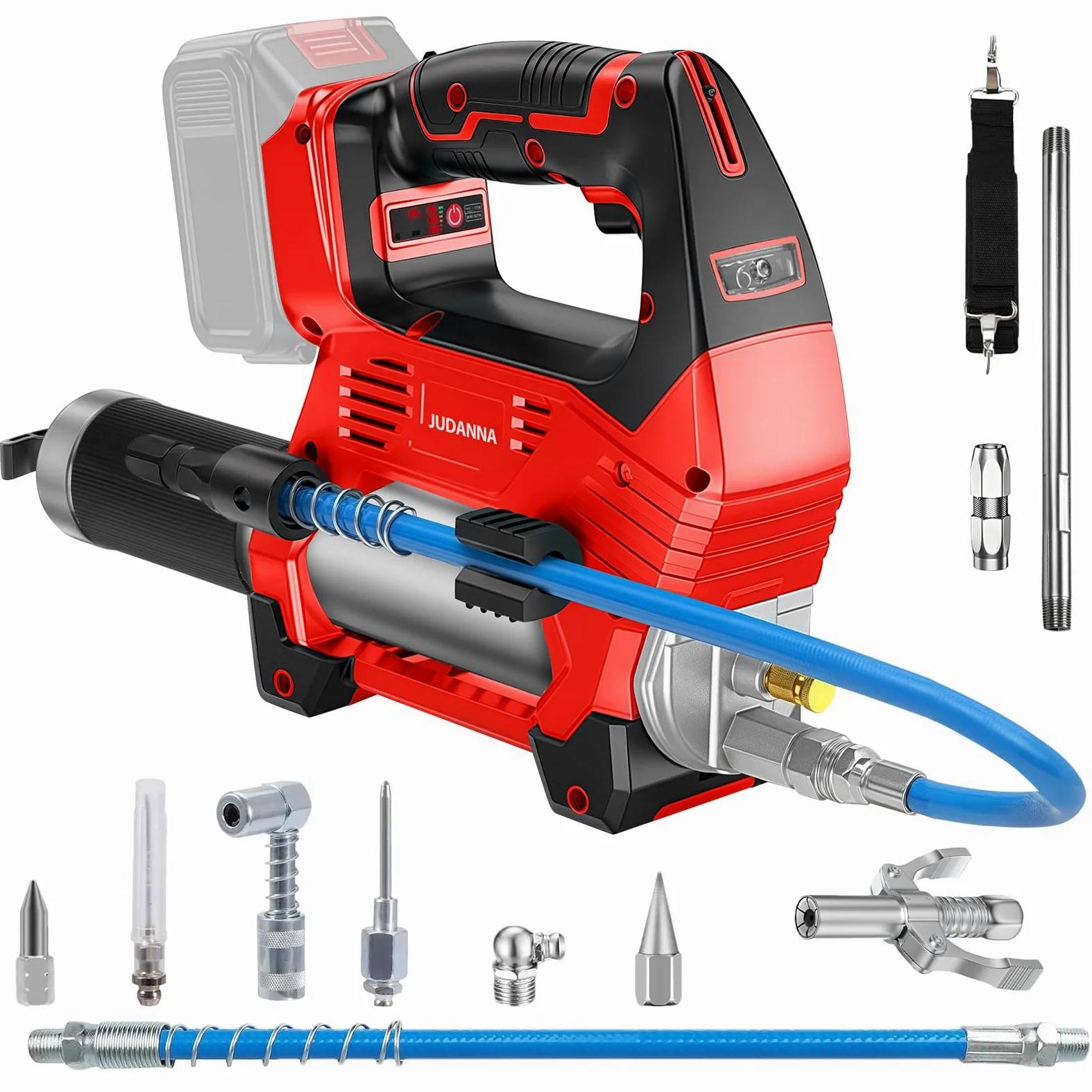 Pistola engrasadora eléctrica para batería Milwaukee M18, 12000 PSI 170 g/min, 18 V, motor sin escobillas, luz LED, regulación de velocidad de 3 niveles para máquinas pesadas (sin batería y cargador)