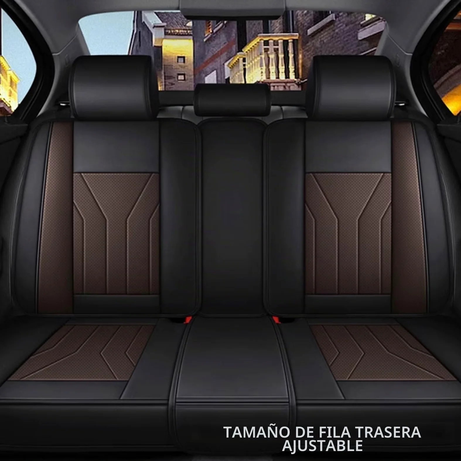 Fundas Asientos Coche, para Peugeot Rifter 2018 2019-2023 2024 2025, Fundas Asientos Coche Universales, Juegos de Cubreasientos Cuero Impermeables Coche Fundas Asientos Interior Accesorios(E(Black Cur