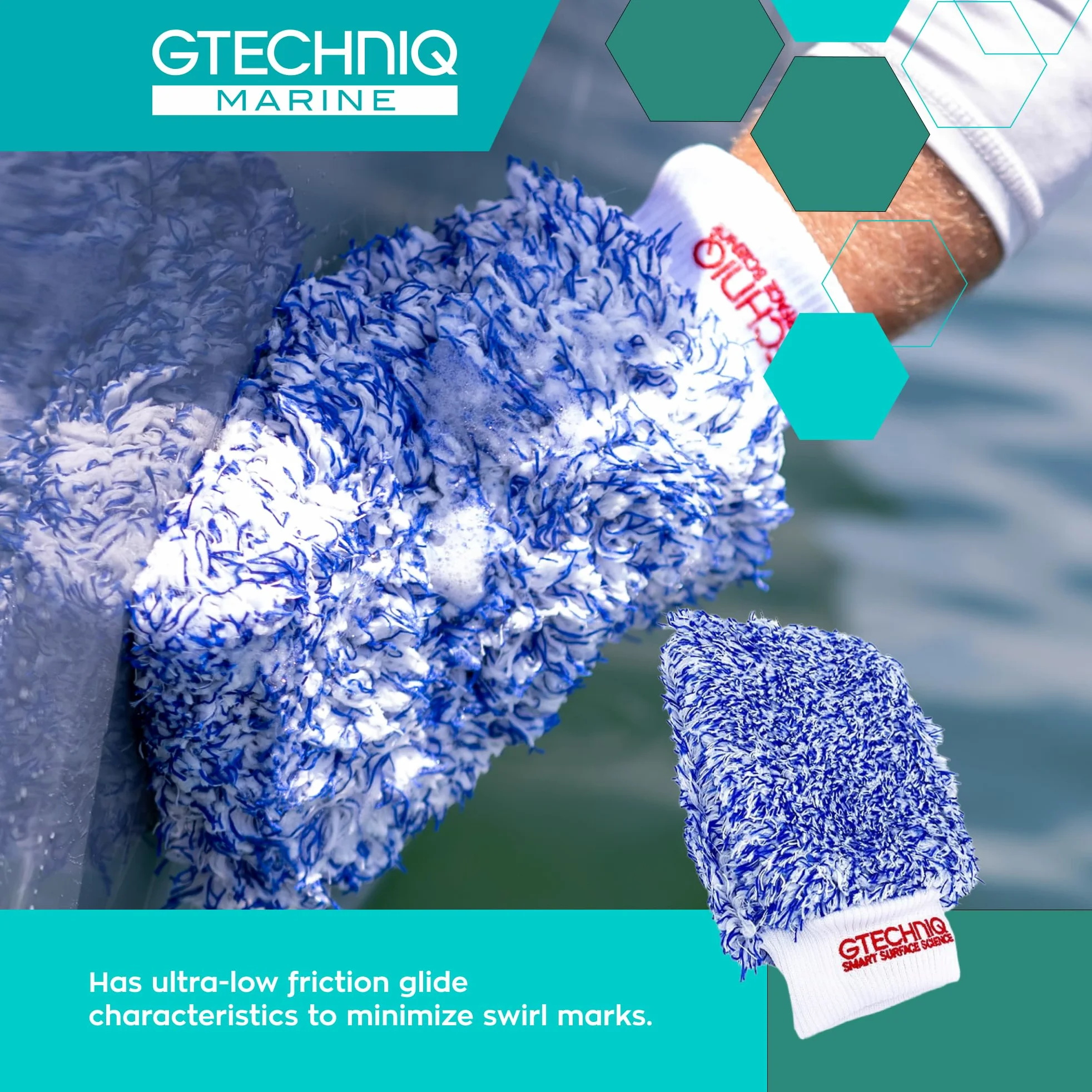 Gtechniq Manopla de Microfibra Cuidado de Superficies Marinas, Unisex Adulto, Azul, Talla única