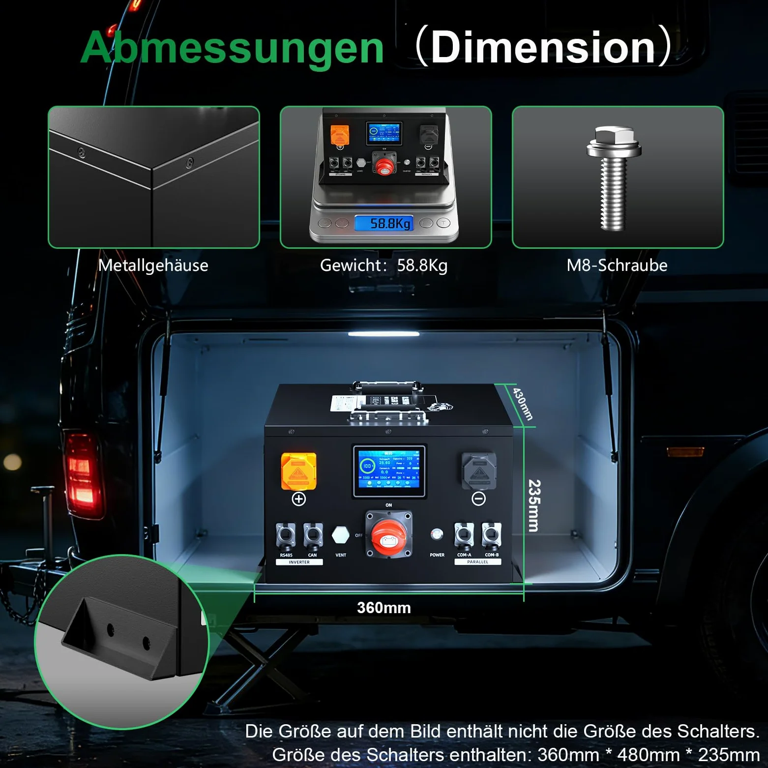 Mjbsan LiFePO4 - Batería de litio recargable de 24 V y 320 Ah, 8192 Wh con 200 A BMS, Bluetooth, resistencia a la descarga profunda y baja autodescarga, para autocaravanas, solares, fuente de