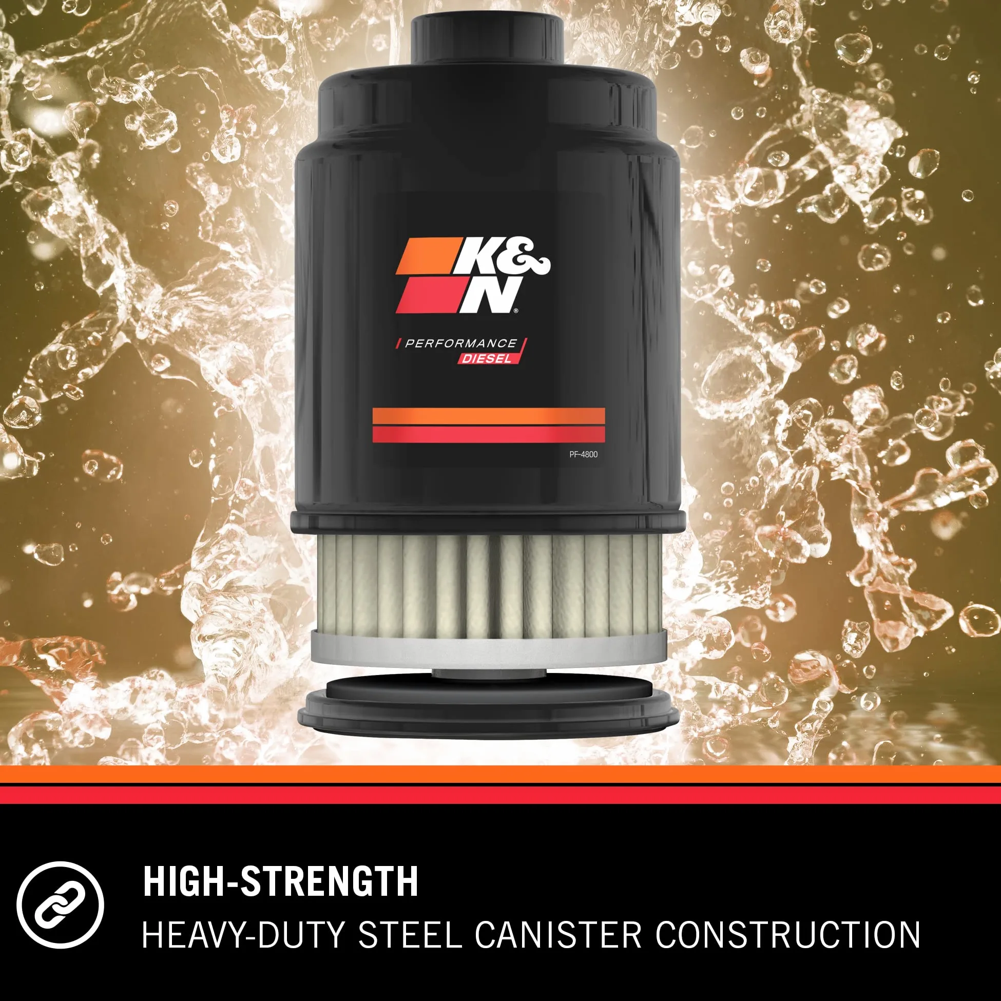 K&N Diesel Fuel Filter: Performance Fuel Filter, Premium Engine Protection, Compatible with 2013-2018 Dodge Ram Truck 6.7L Cummins Diesel Engines, PF-4800