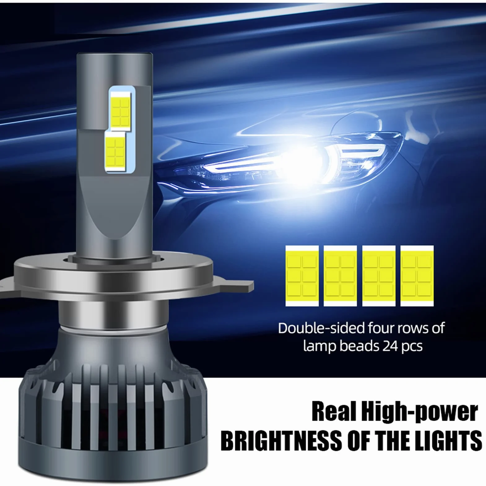 Bombillas LED Para Faros Delanteros, 100 W, 10000 Lúmenes, Kit De Conversión De Faros LED Superbrillantes, 6500 K, Blanco Frío, IP68 A Prueba De Agua, Paquete De 2,H4