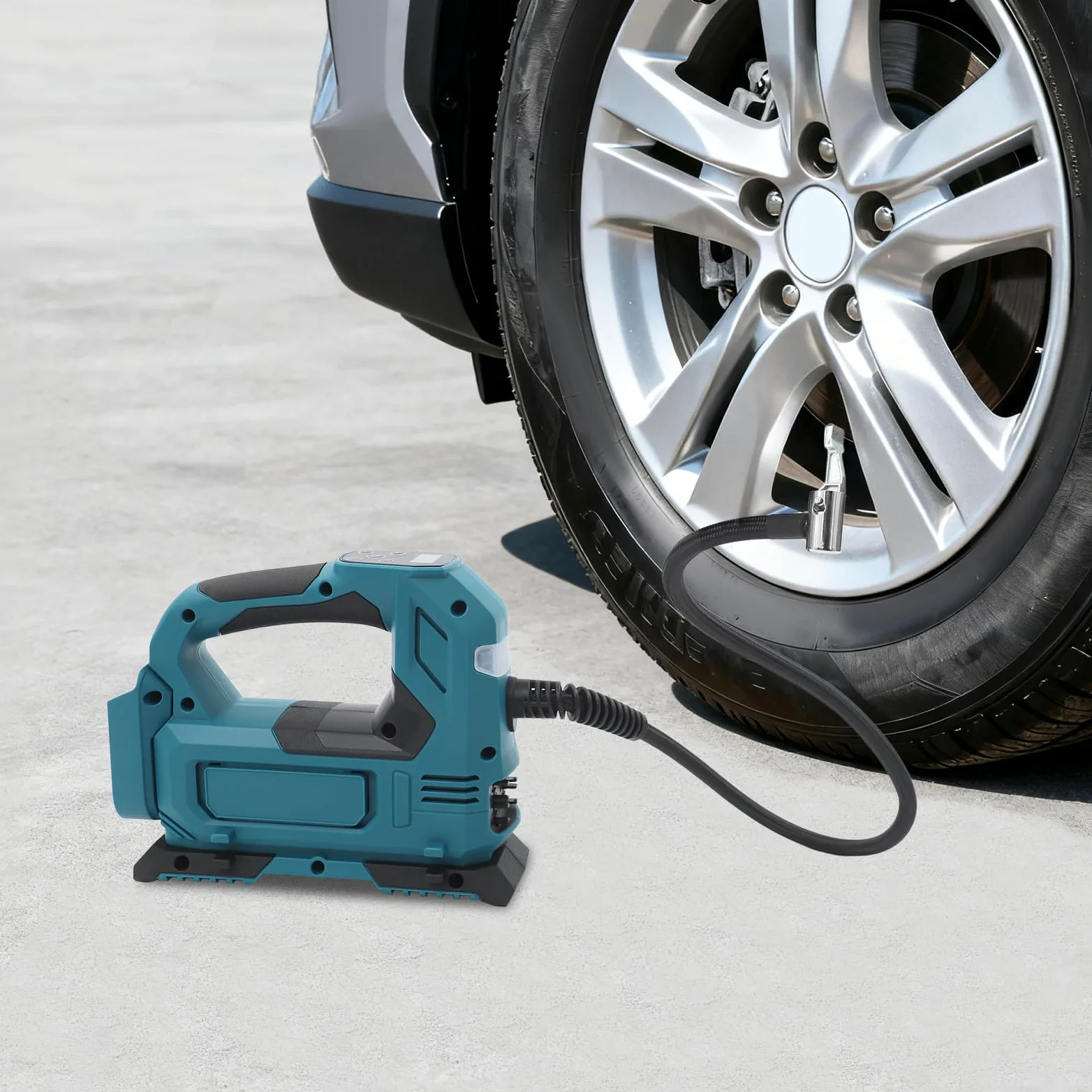 Compresor de aire inalámbrico con motor de cobre puro de 250 W, compresor de aire portátil con indicador y 4 luces LED, bomba de aire de mano inalámbrica para coches, motocicletas, bicicletas
