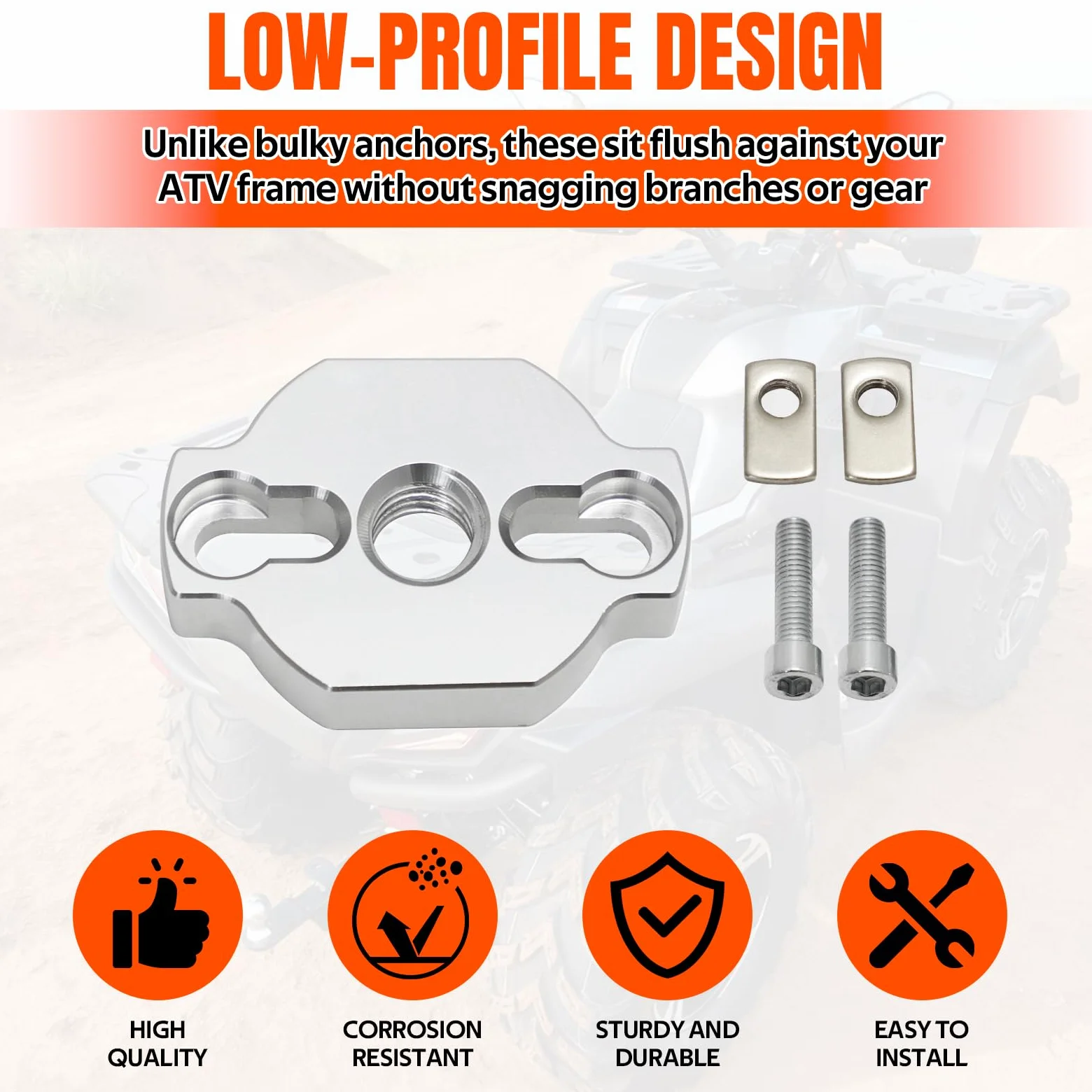 Kit de anclajes de amarre para cuatrimoto de alta resistencia, accesorios de anclaje de aluminio para CF Moto UTV/ATV, 8 piezas, diseño de perfil bajo, soportes de fuerza de sujeción más