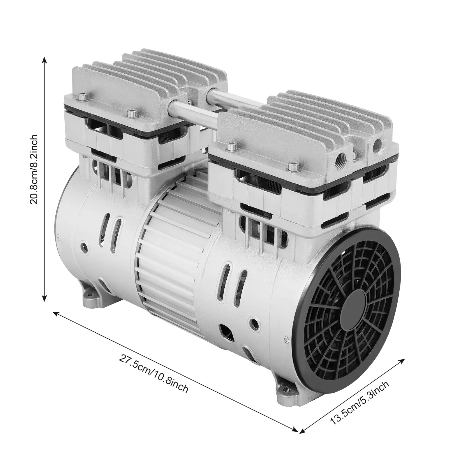 Compresor de aire silencioso 145L/min, Compresor de aire exento de aceite 750W, motor 8 bar, compresor sin aceite, agregado de compresor, con 4 pies amortiguadores, protección térmica integrada