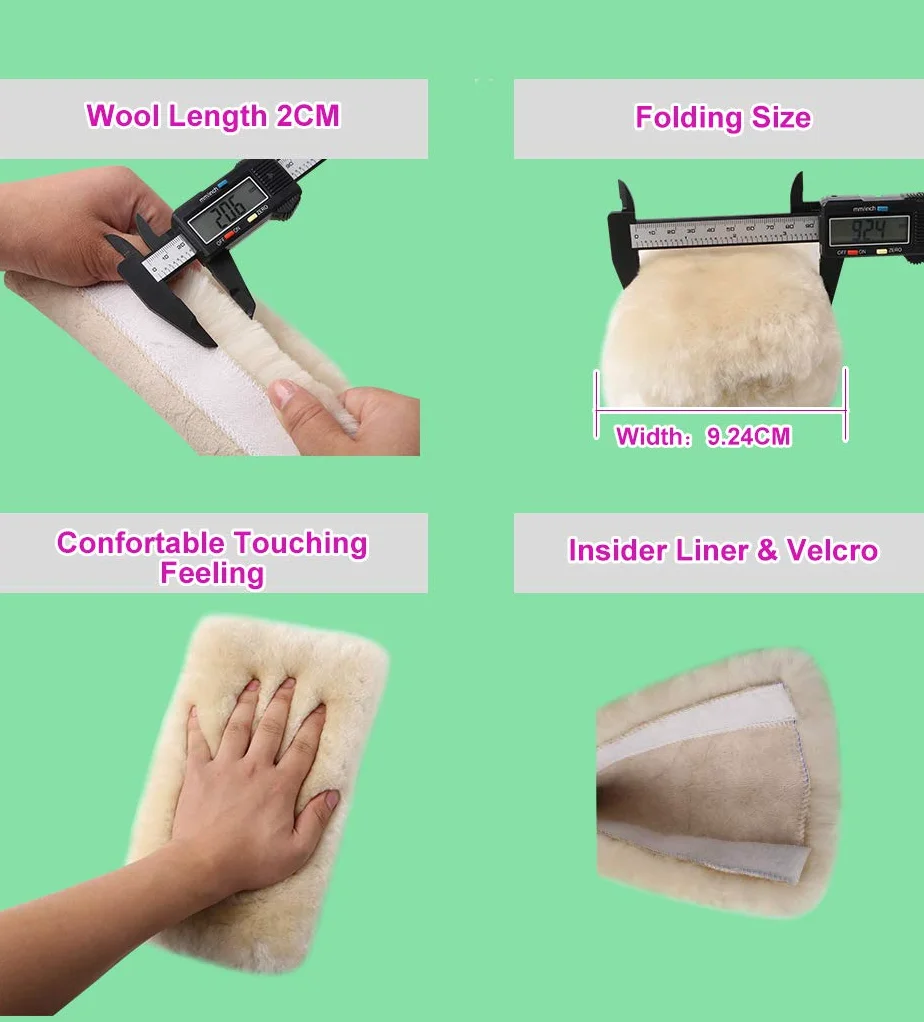 Almohadilla para cinturón de seguridad de coche de piel de oveja auténtica, 2 unidades de fundas esponjosas para cinturón de seguridad para hombro, protector de cuello, accesorios de coche (grafito)